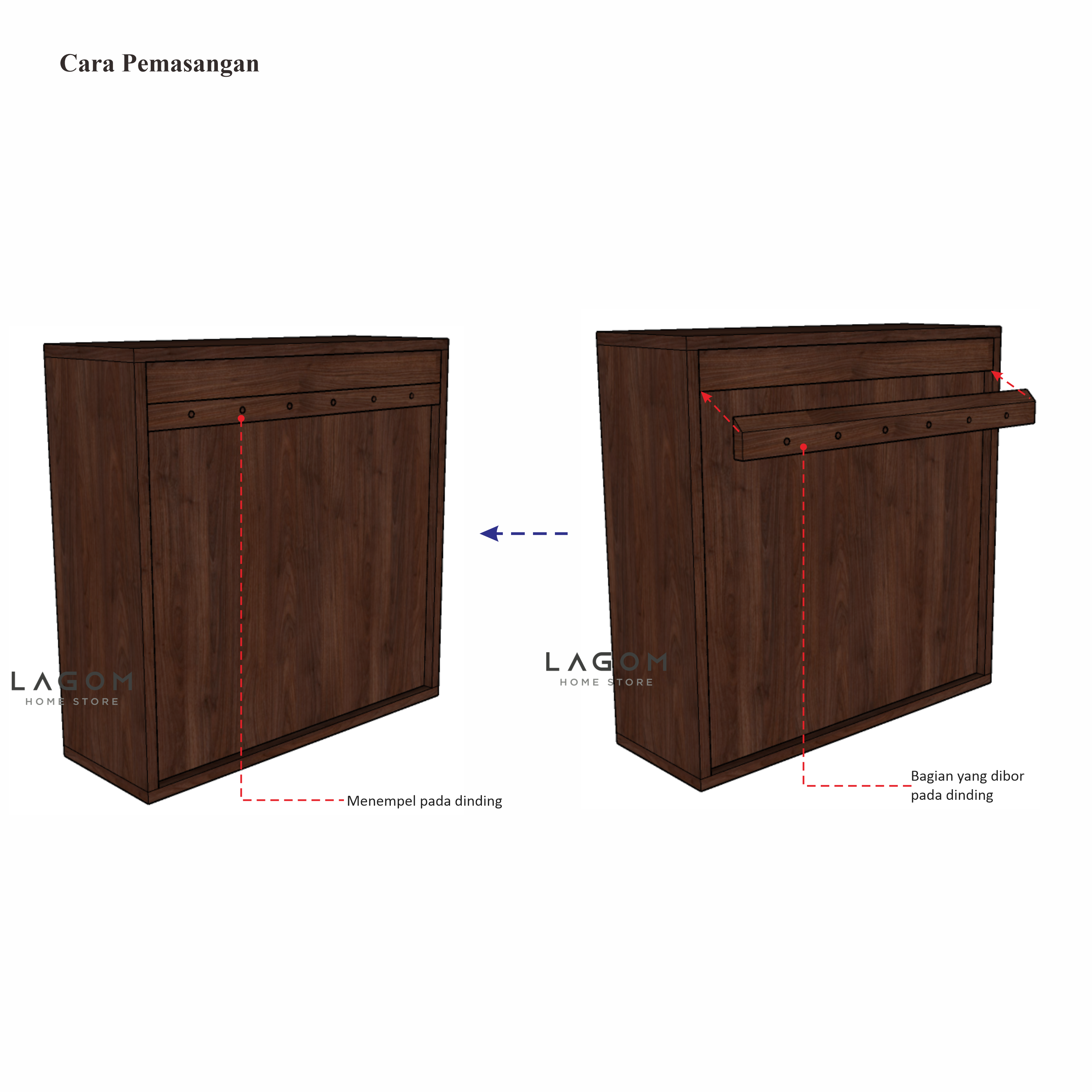 Custom-Made | Lemari Gantung Kayu Jati dengan 2 Pintu Wall Storage Lagom Home Store Jati Furnitur Teak Furniture Jakarta