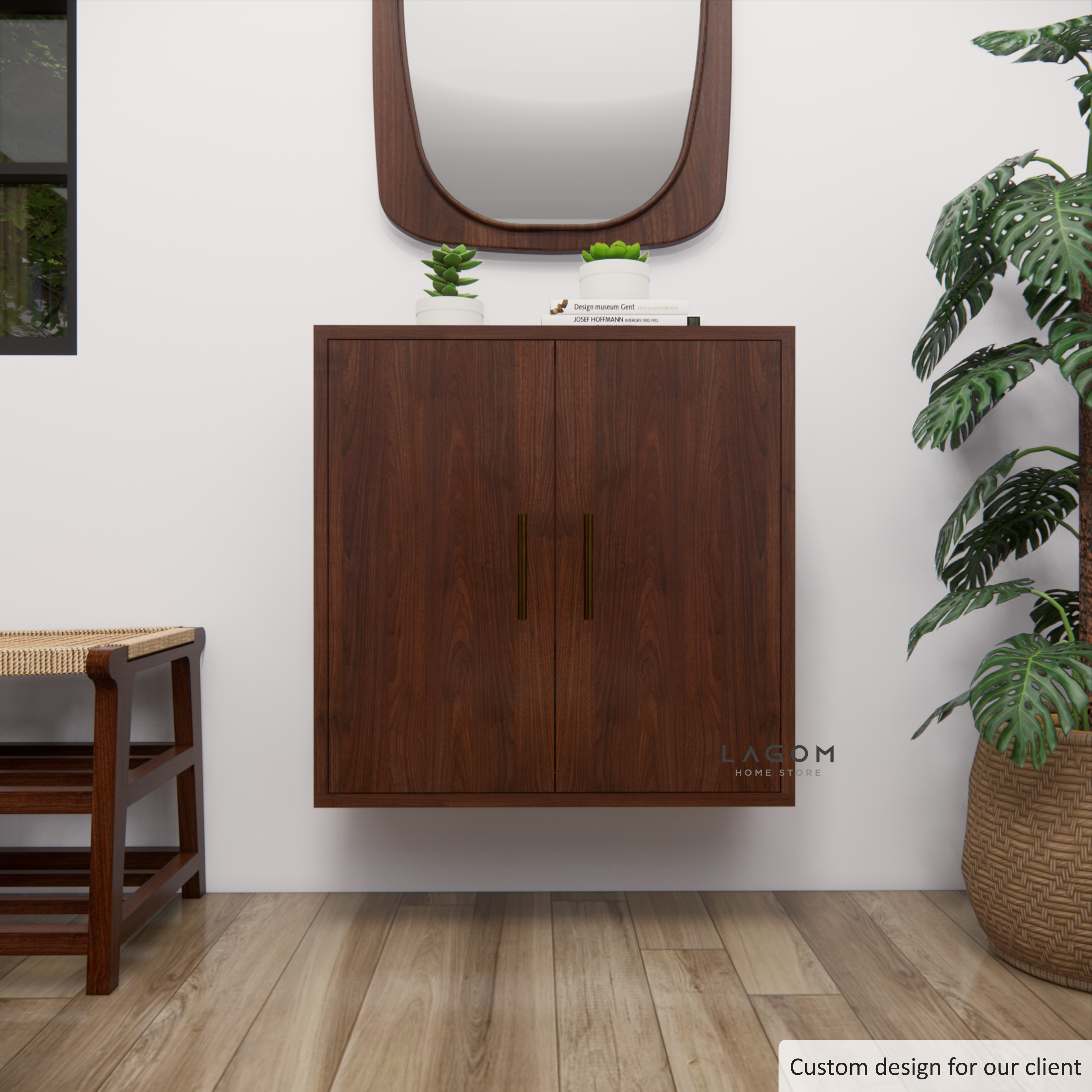 Custom-Made | Lemari Gantung Kayu Jati dengan 2 Pintu Wall Storage Lagom Home Store Jati Furnitur Teak Furniture Jakarta