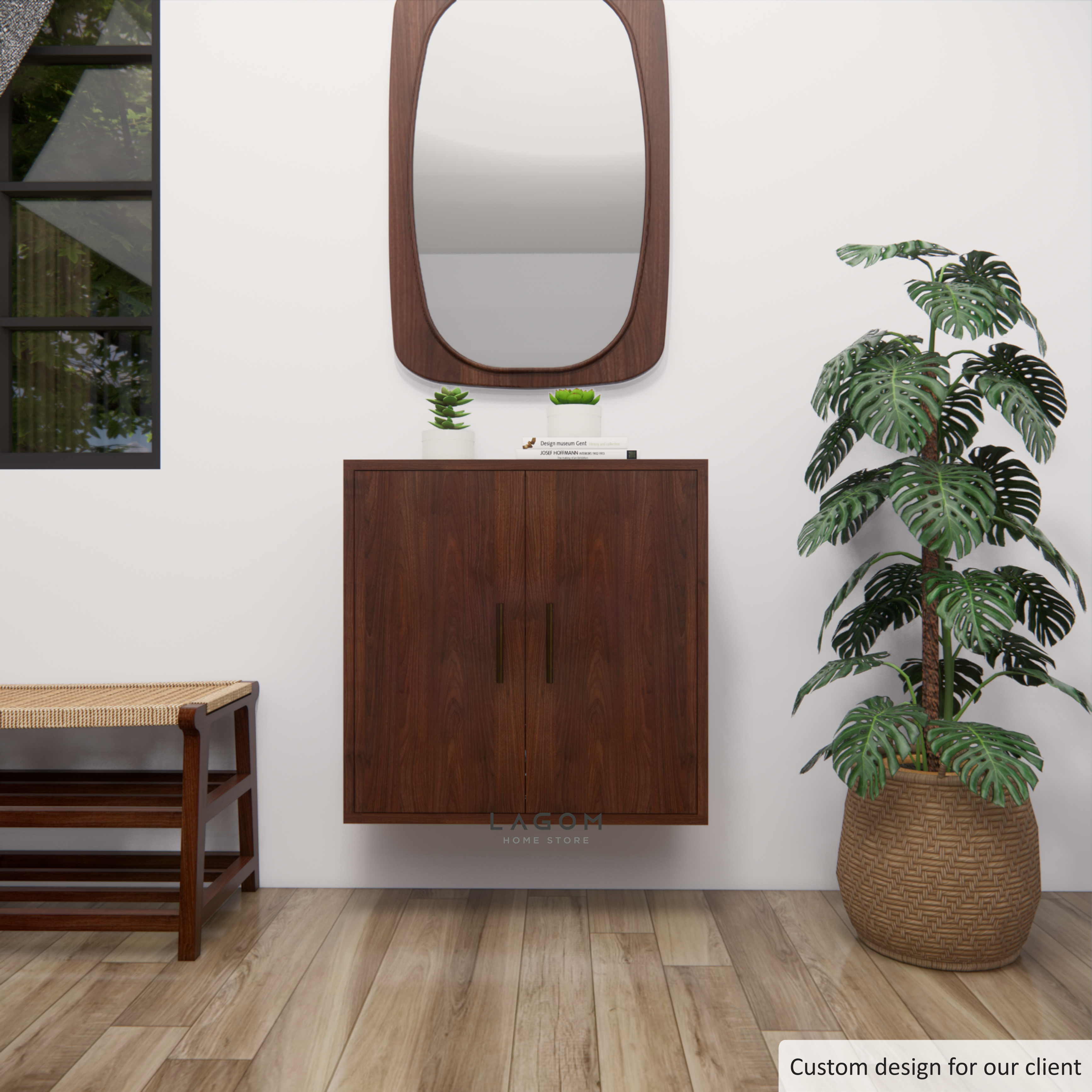 Custom-Made | Lemari Gantung Kayu Jati dengan 2 Pintu Wall Storage Lagom Home Store Jati Furnitur Teak Furniture Jakarta