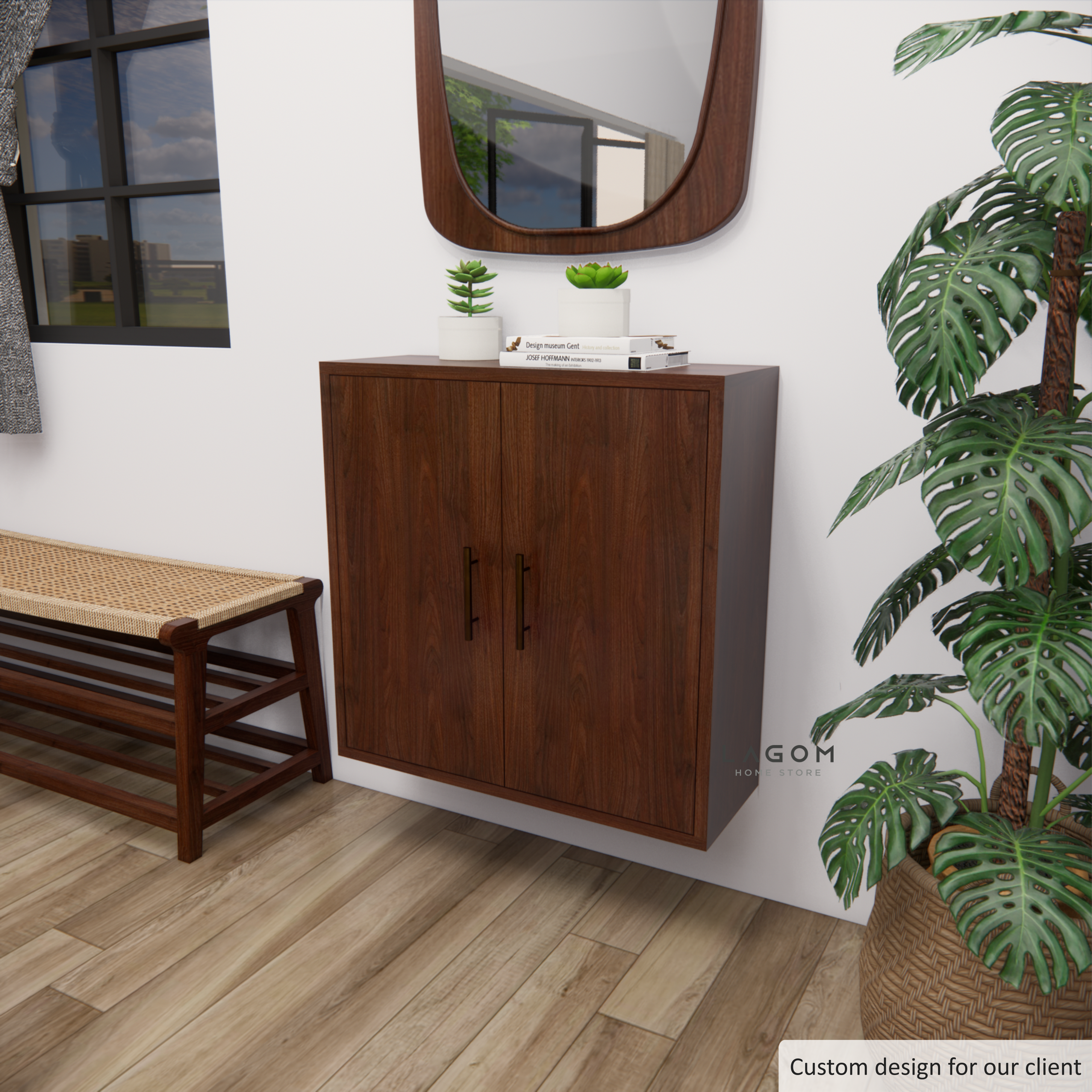 Custom-Made | Lemari Gantung Kayu Jati dengan 2 Pintu Wall Storage Lagom Home Store Jati Furnitur Teak Furniture Jakarta