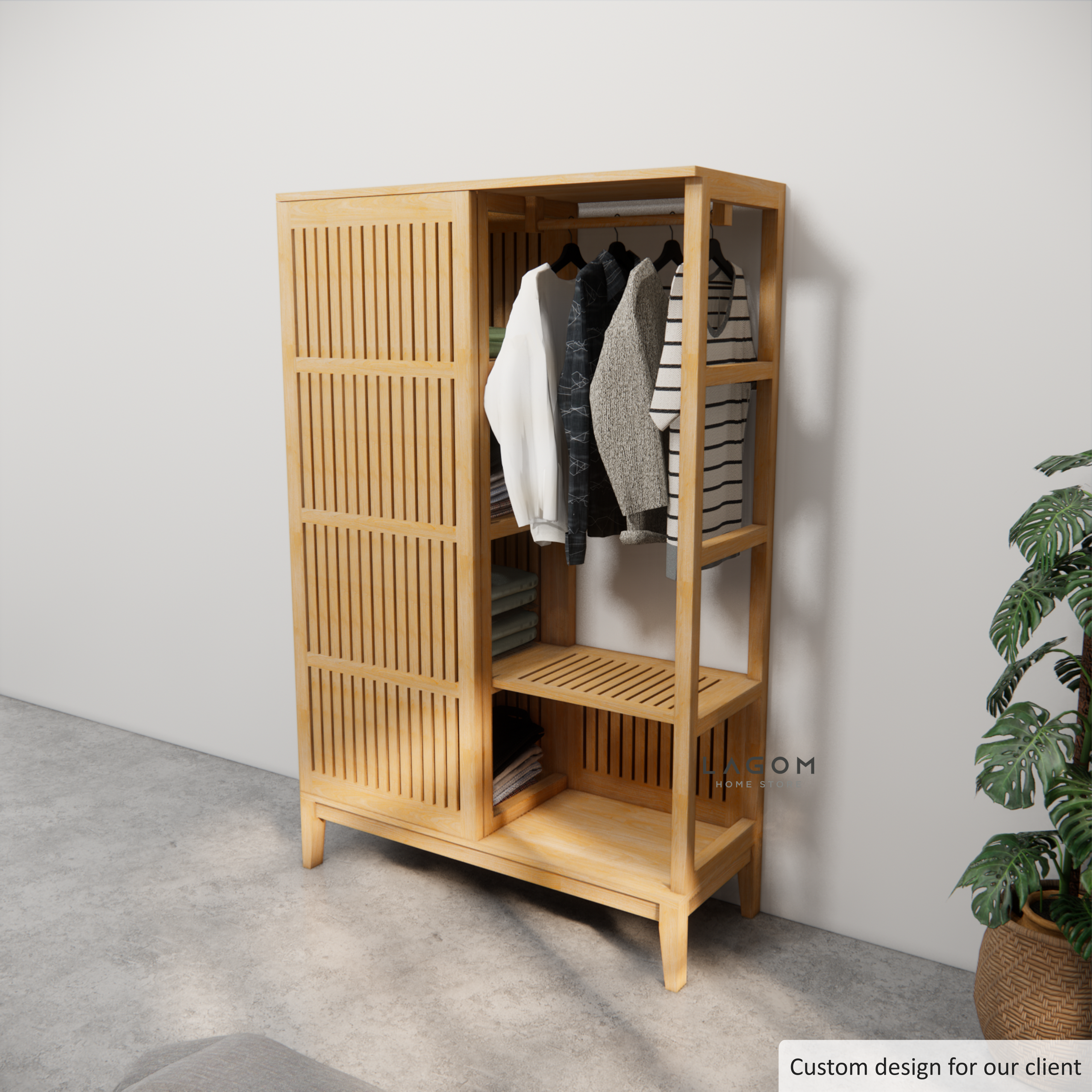 Custom-Made | Lemari Pakaian Unik dari Kayu Jati Wardrobe Lagom Home Store Jati Furnitur Teak Furniture Jakarta