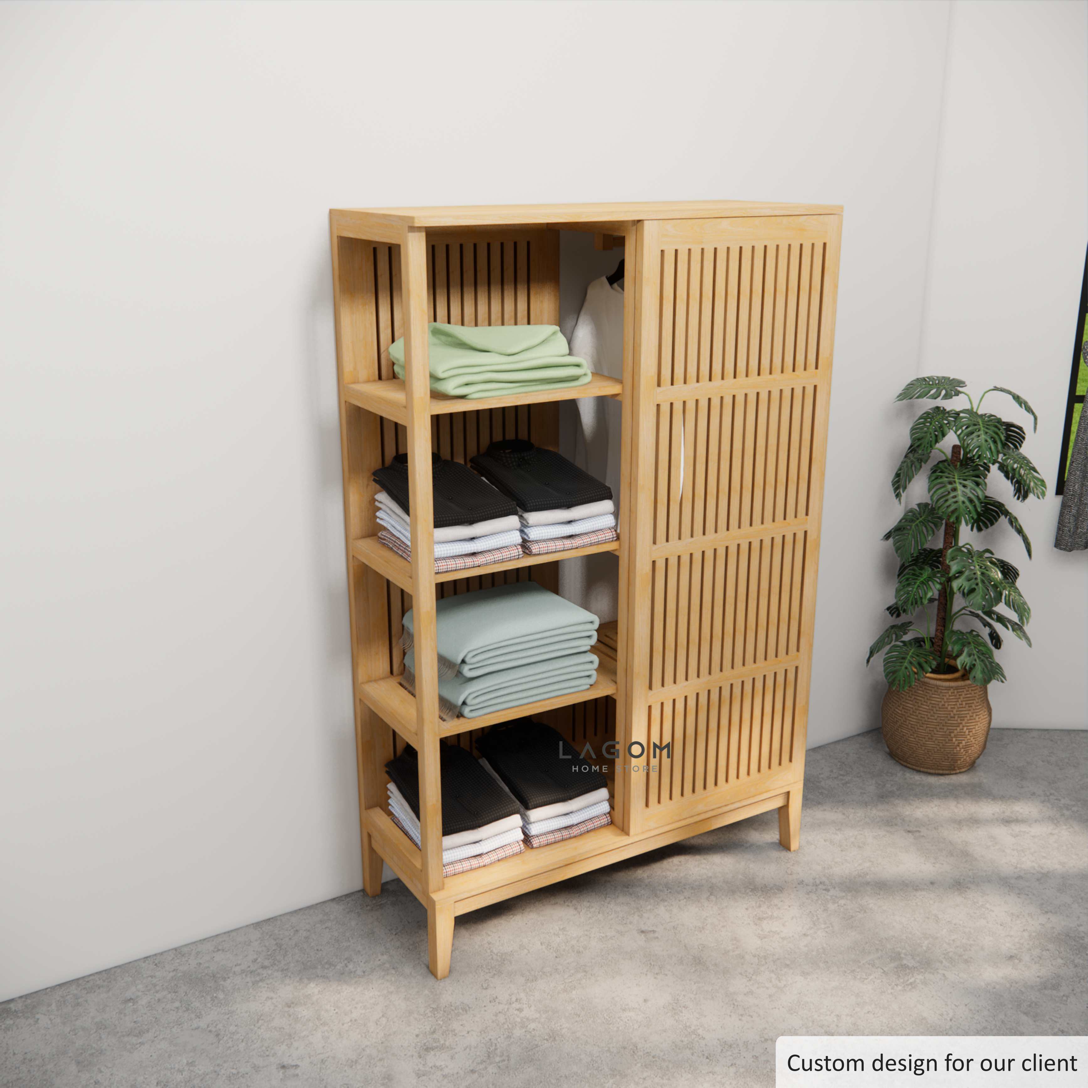 Custom-Made | Lemari Pakaian Unik dari Kayu Jati Wardrobe Lagom Home Store Jati Furnitur Teak Furniture Jakarta