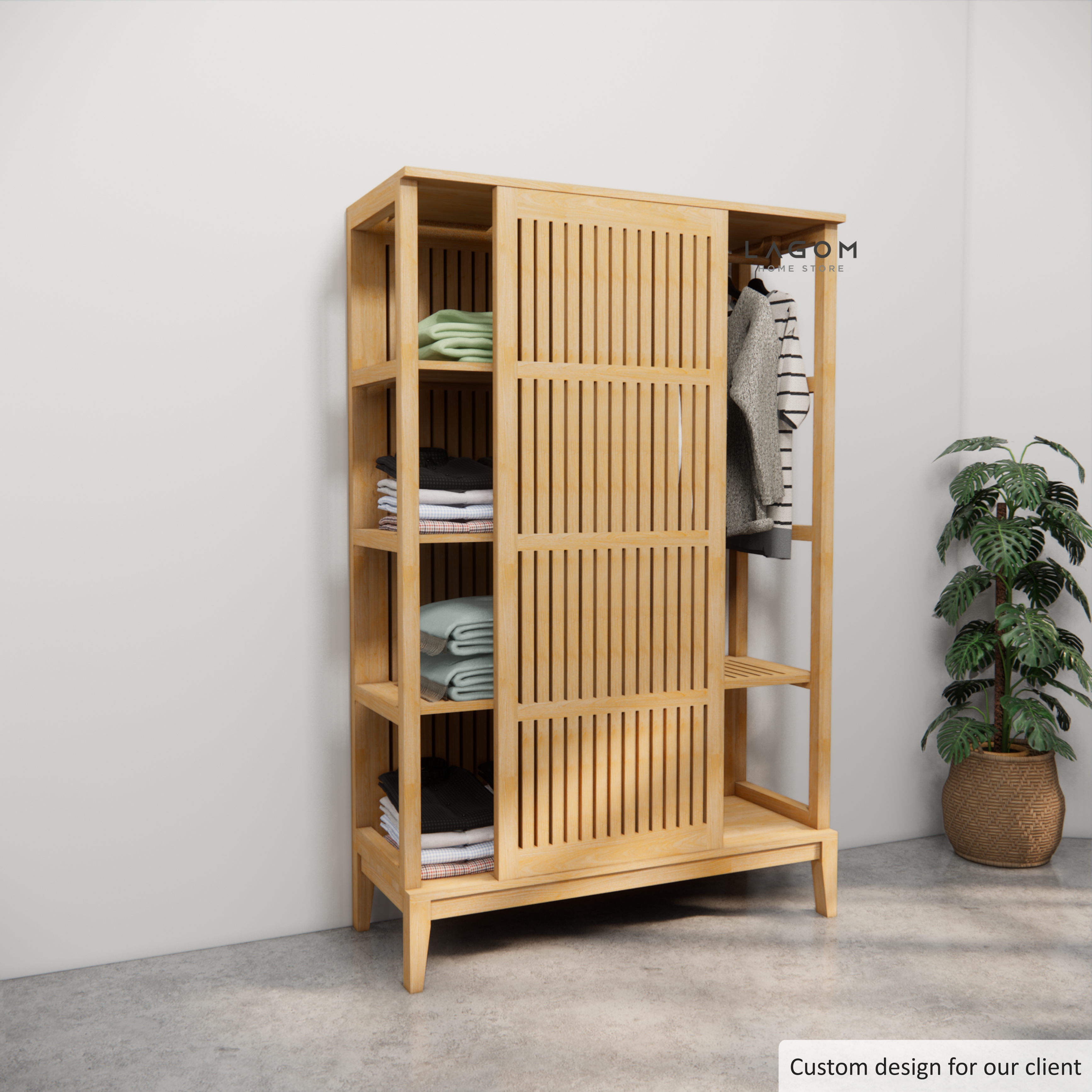 Custom-Made | Lemari Pakaian Unik dari Kayu Jati Wardrobe Lagom Home Store Jati Furnitur Teak Furniture Jakarta