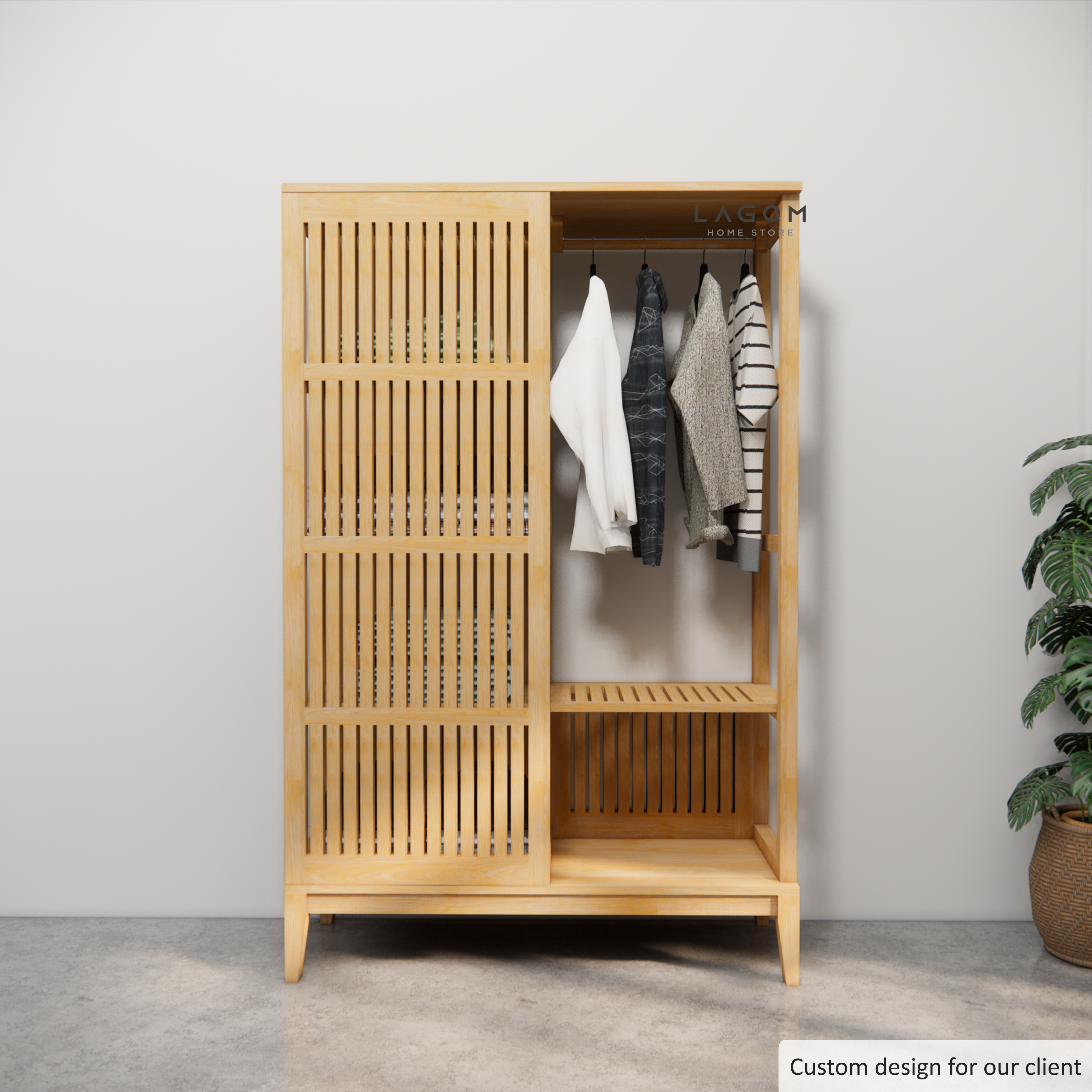 Custom-Made | Lemari Pakaian Unik dari Kayu Jati Wardrobe Lagom Home Store Jati Furnitur Teak Furniture Jakarta