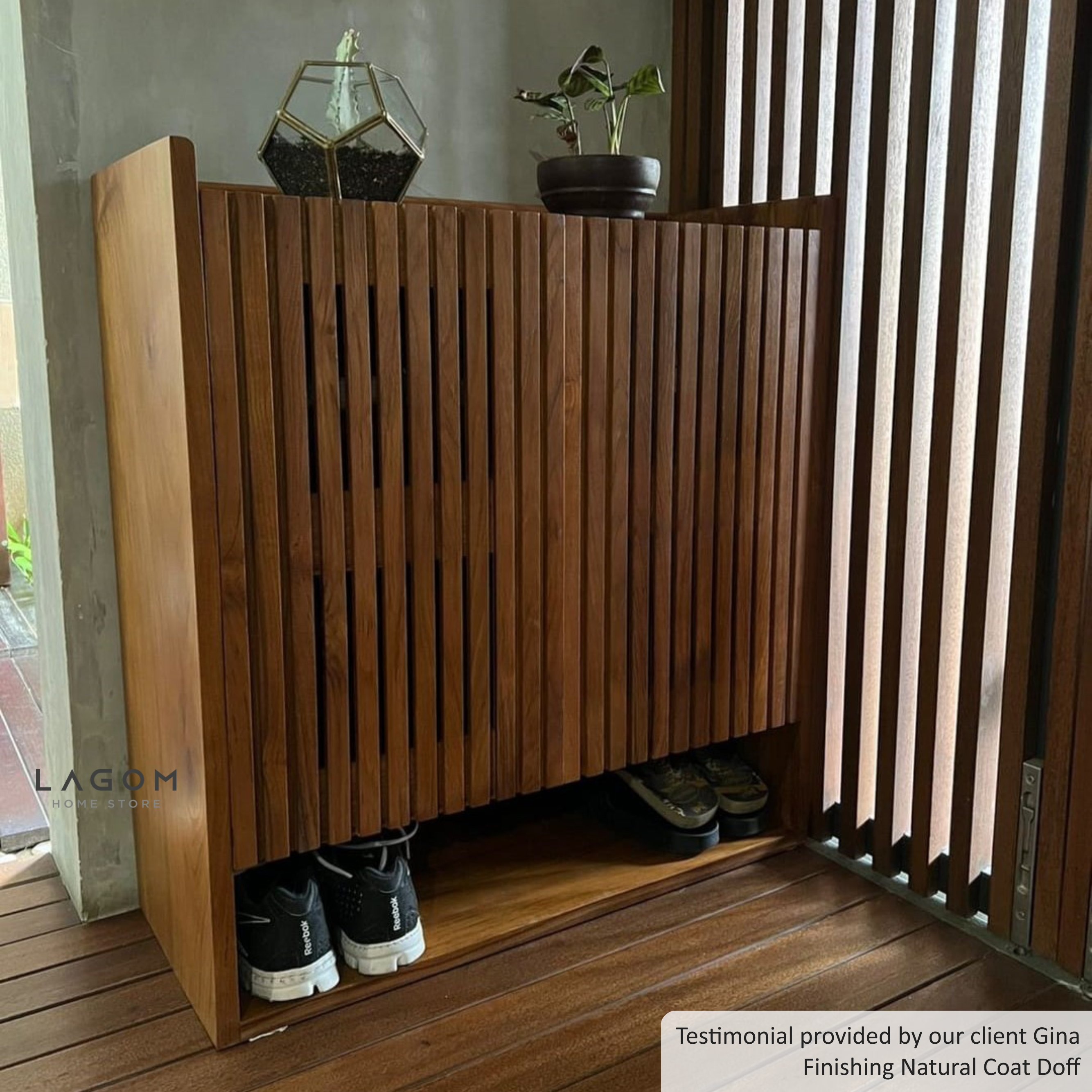 Custom-Made | Lemari Sepatu Eksklusif dari Kayu Jati dengan 2 Pintu Shoe Storage Lagom Home Store Jati Furnitur Teak Furniture Jakarta