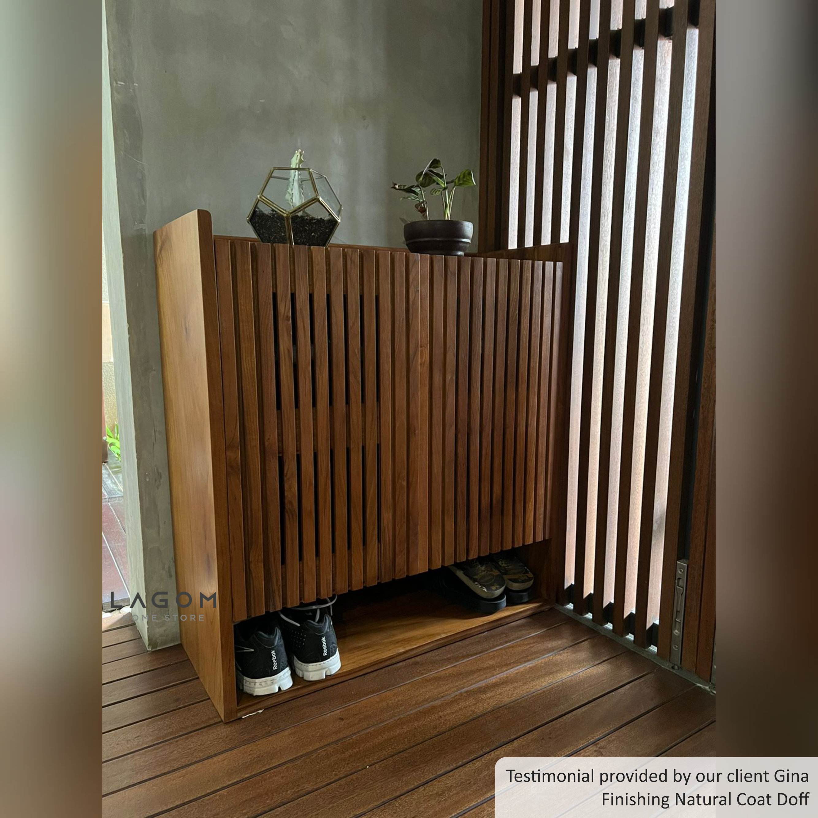 Custom-Made | Lemari Sepatu Eksklusif dari Kayu Jati dengan 2 Pintu Shoe Storage Lagom Home Store Jati Furnitur Teak Furniture Jakarta