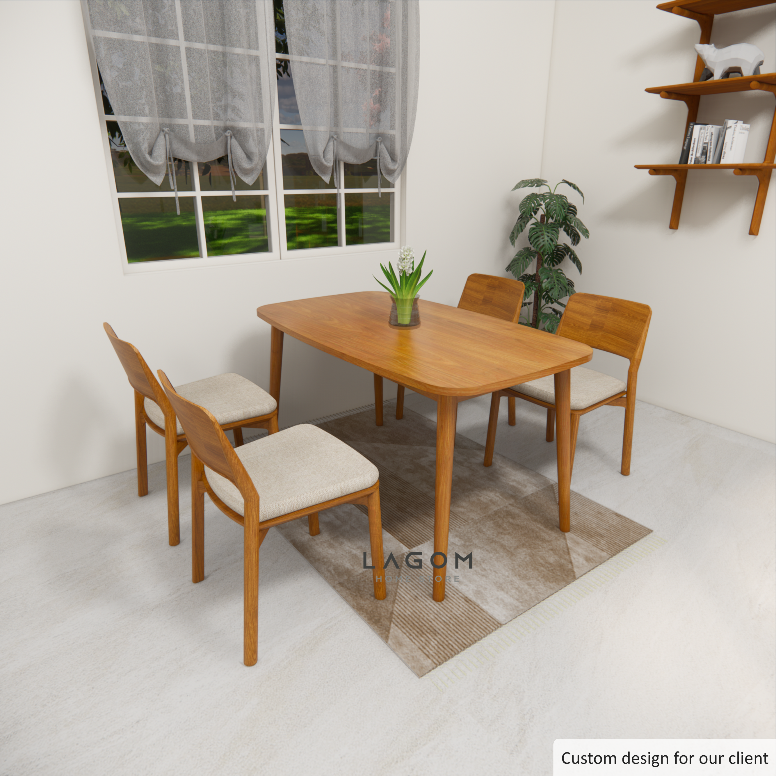 Custom-Made | Meja Makan Minimalis dari Kayu Jati Dining Set Lagom Home Store Jati Furnitur Teak Furniture Jakarta