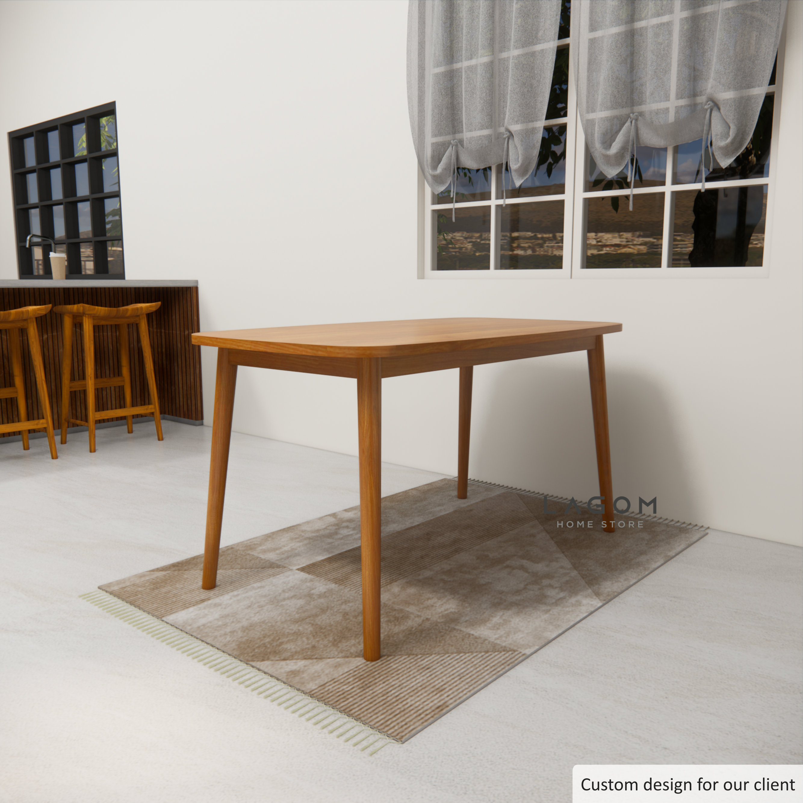 Custom-Made | Meja Makan Minimalis dari Kayu Jati Dining Set Lagom Home Store Jati Furnitur Teak Furniture Jakarta