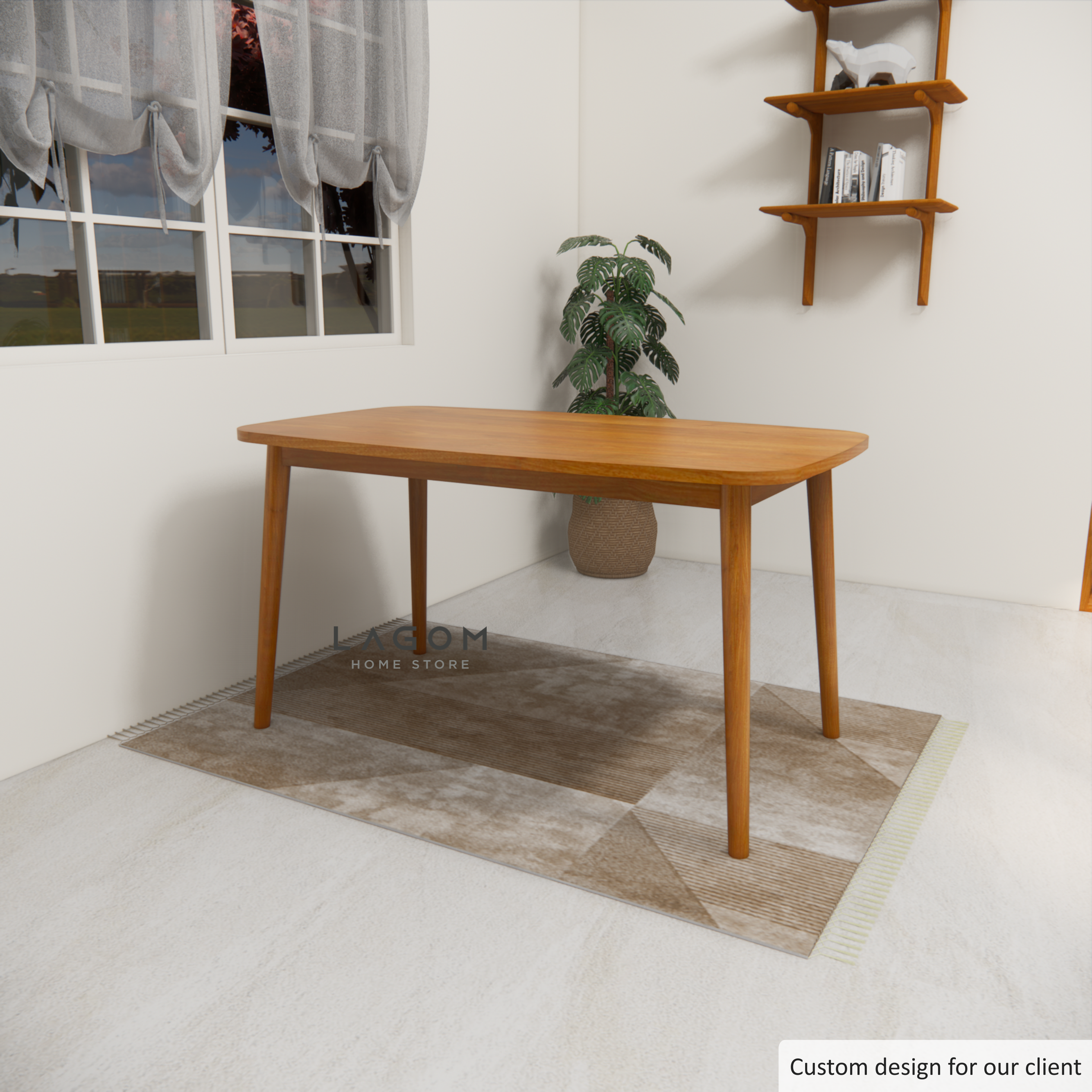 Custom-Made | Meja Makan Minimalis dari Kayu Jati Dining Set Lagom Home Store Jati Furnitur Teak Furniture Jakarta