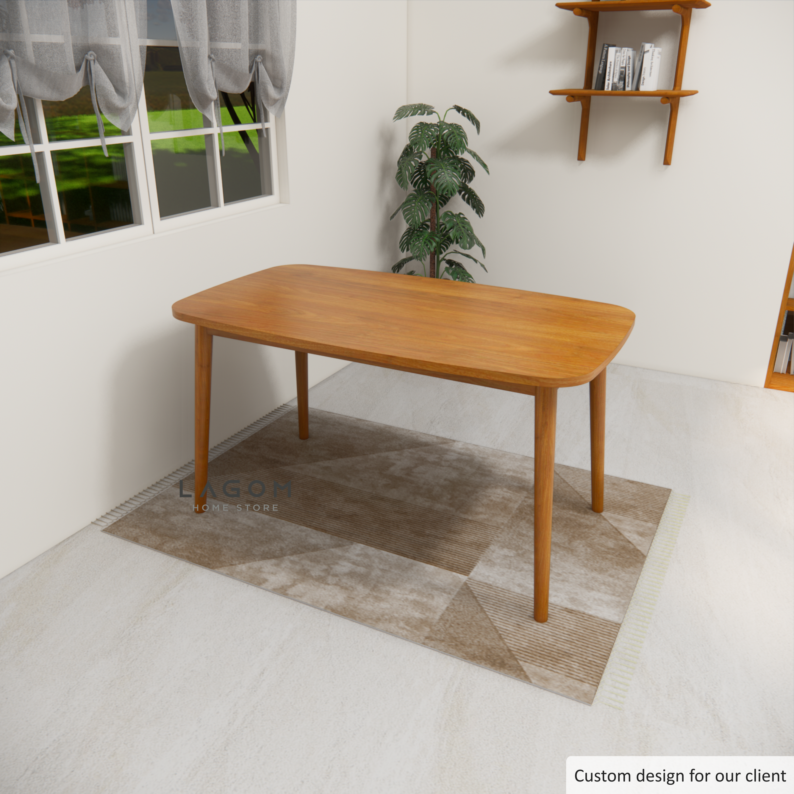 Custom-Made | Meja Makan Minimalis dari Kayu Jati Dining Set Lagom Home Store Jati Furnitur Teak Furniture Jakarta