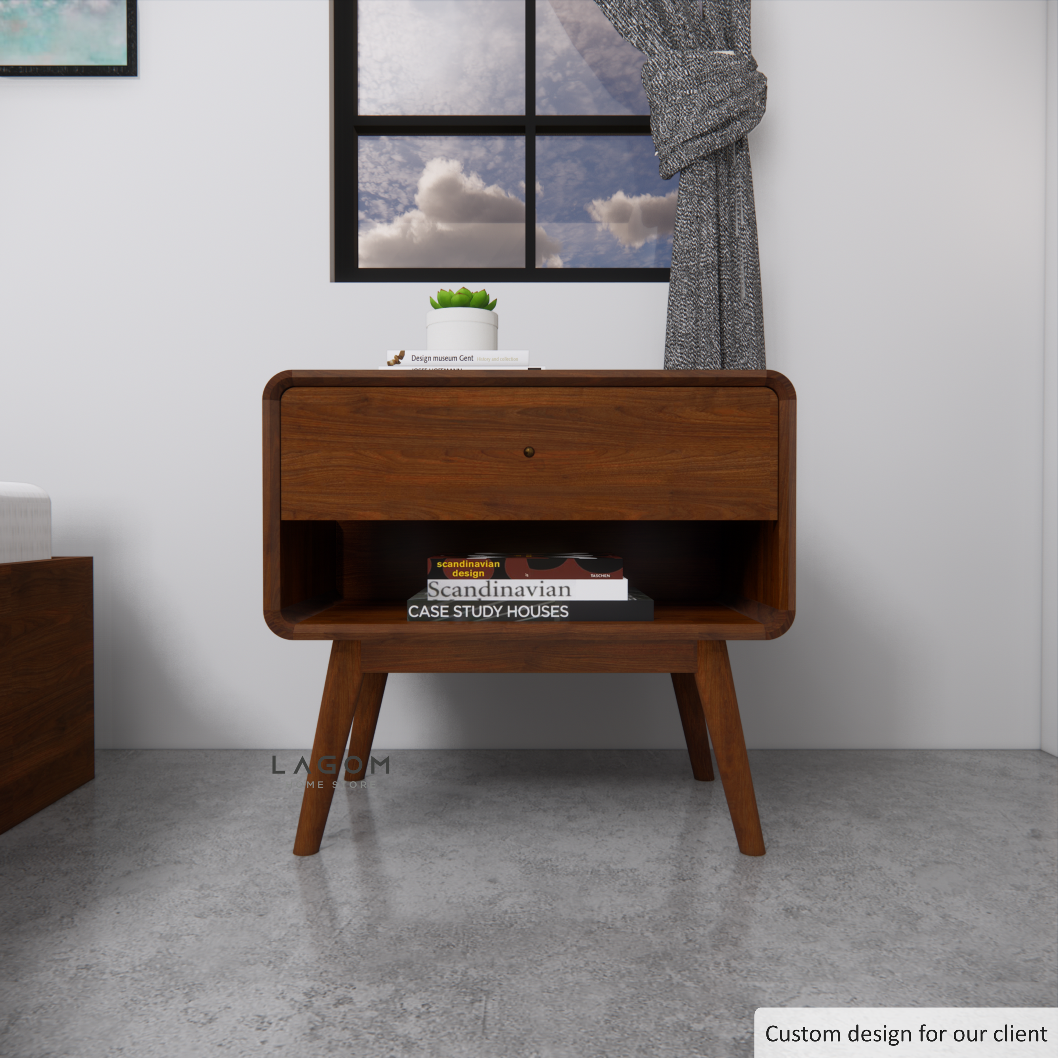 Custom-Made | Meja Samping dengan Laci dari Kayu Jati Side Table Lagom Home Store Jati Furnitur Teak Furniture Jakarta