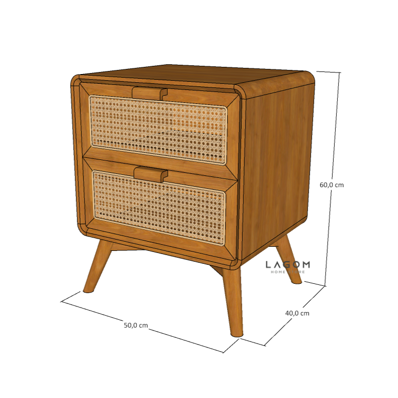 Custom-Made | Meja Samping Kayu Jati dengan Laci Rotan Side Table Lagom Home Store Jati Furnitur Teak Furniture Jakarta