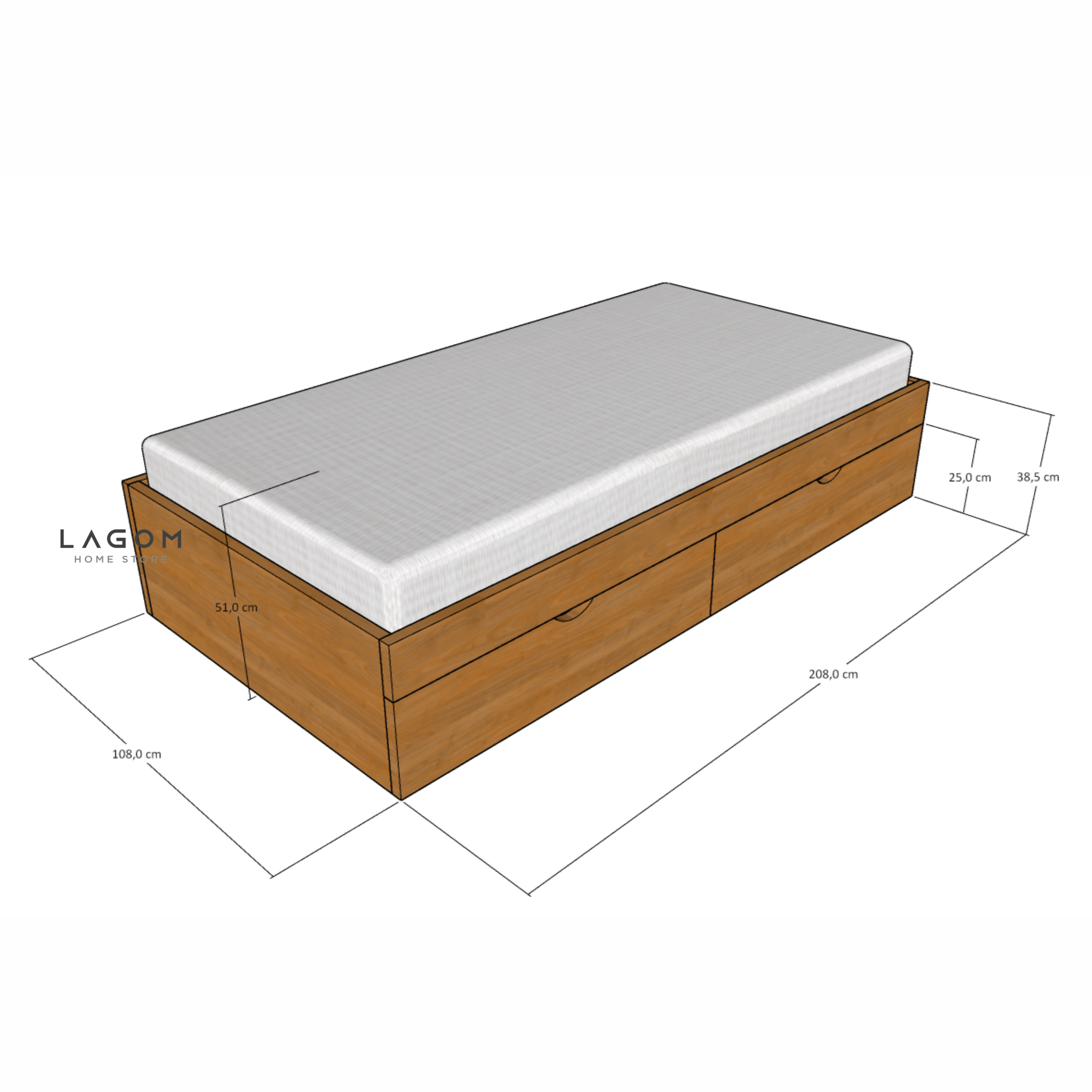 Custom-Made | Single Bed Frame/Tempat Tidur Kayu Jati For mattress 100 cm x 200 cm Bed Frame Lagom Home Store Jati Furnitur Teak Furniture Jakarta