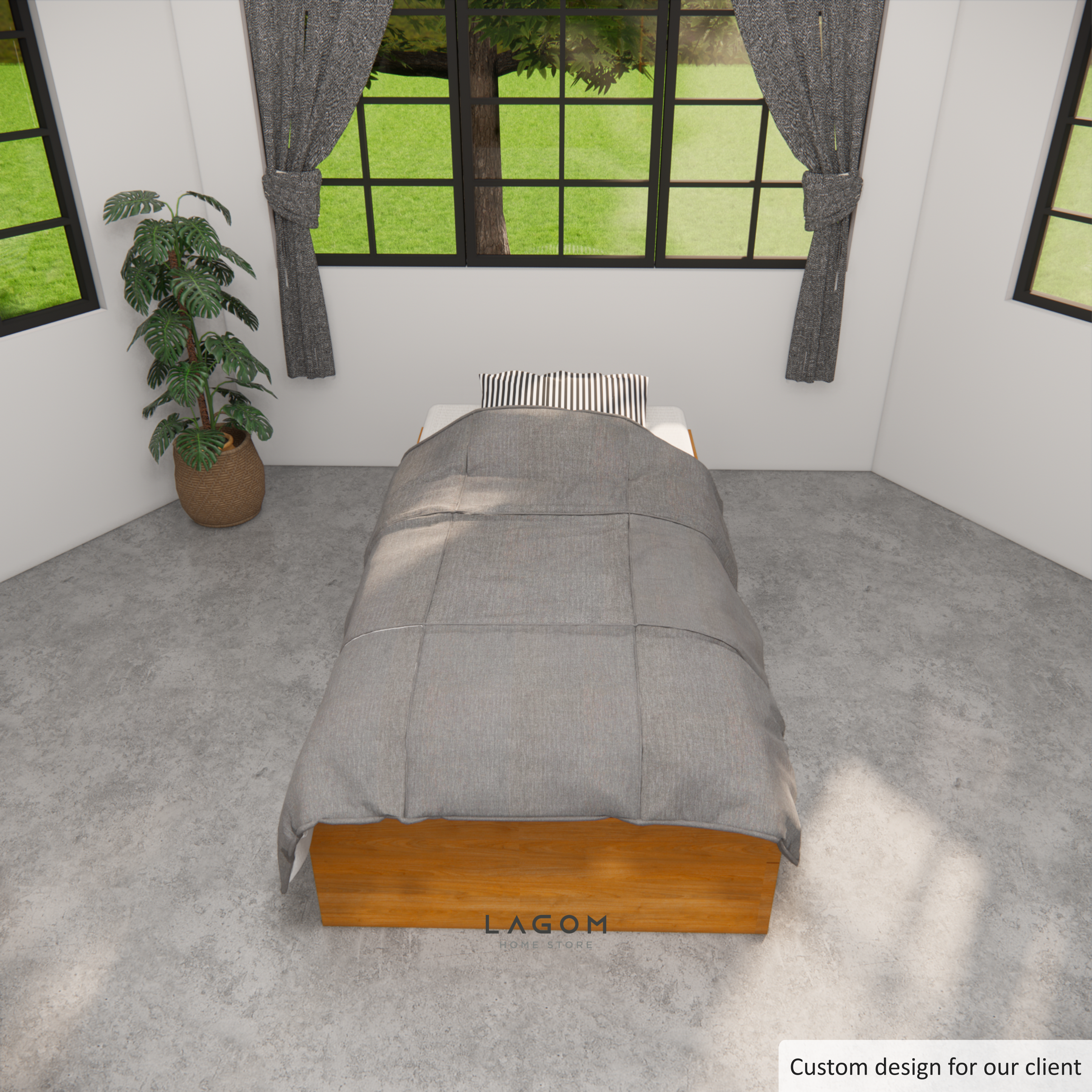 Custom-Made | Single Bed Frame/Tempat Tidur Kayu Jati For mattress 100 cm x 200 cm Bed Frame Lagom Home Store Jati Furnitur Teak Furniture Jakarta