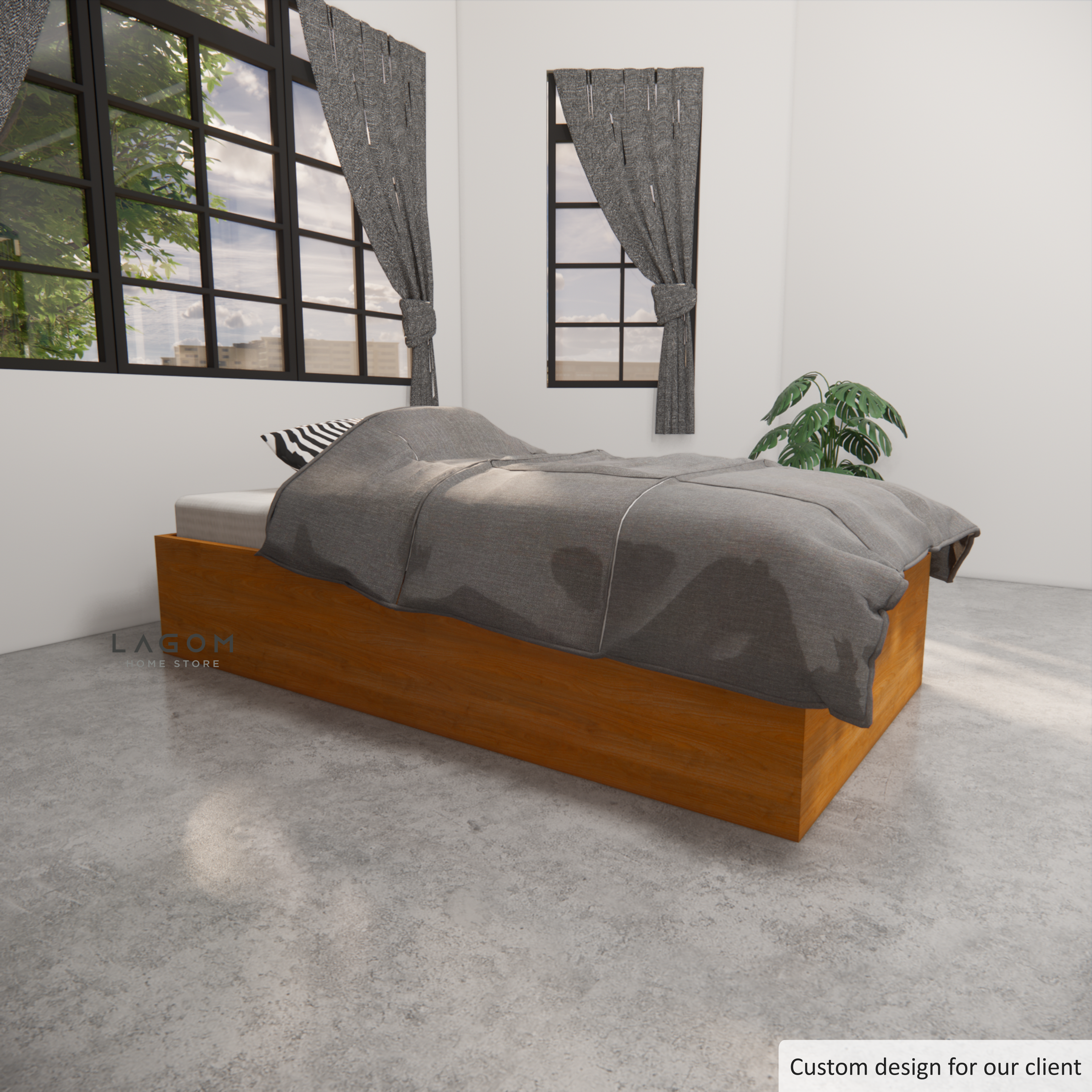 Custom-Made | Single Bed Frame/Tempat Tidur Kayu Jati For mattress 100 cm x 200 cm Bed Frame Lagom Home Store Jati Furnitur Teak Furniture Jakarta