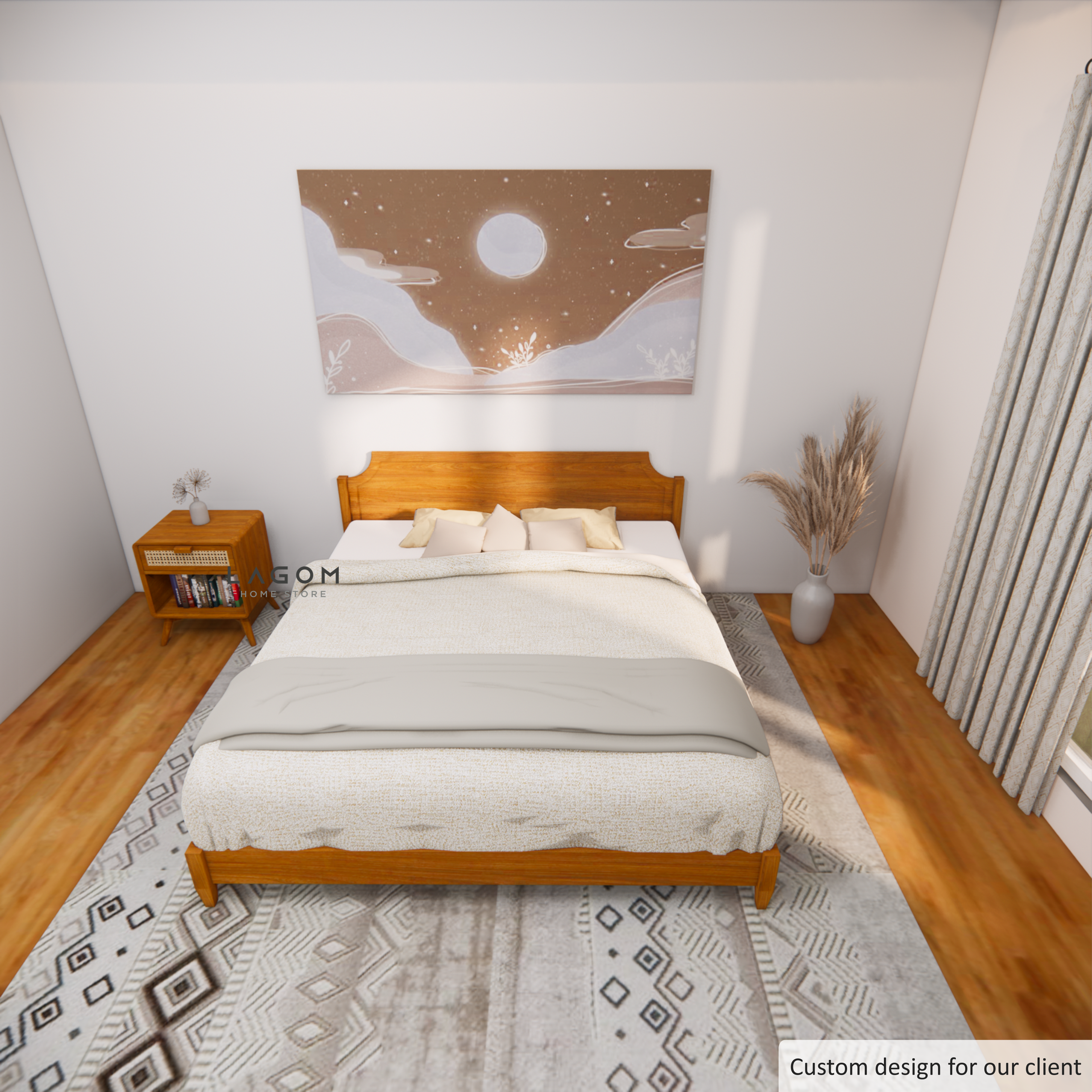 Custom-Made | Tempat Tidur Kayu Jati Mewah dan Unik For mattress 180 cm x 200 cm Bed Frame Lagom Home Store Jati Furnitur Teak Furniture Jakarta
