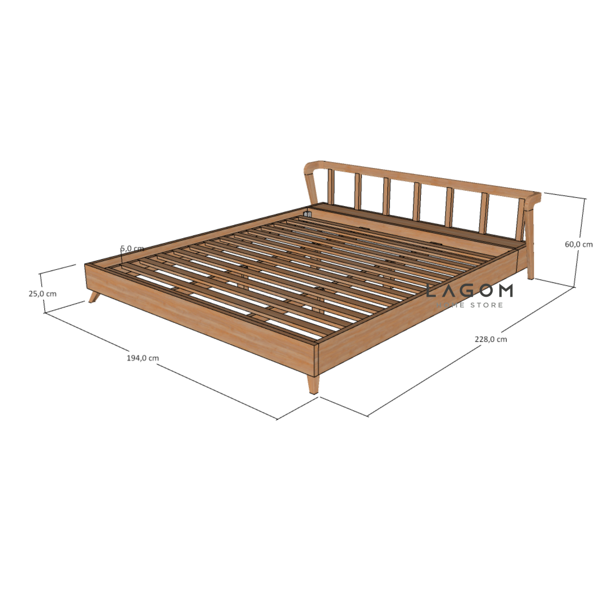 Custom-Made | Tempat Tidur Kayu Jati Premium Ukuran Besar 194 cm x 228 cm x 60 cm (Mattress 180 cm x 200 cm) Bed Frame Lagom Home Store Jati Furnitur Teak Furniture Jakarta