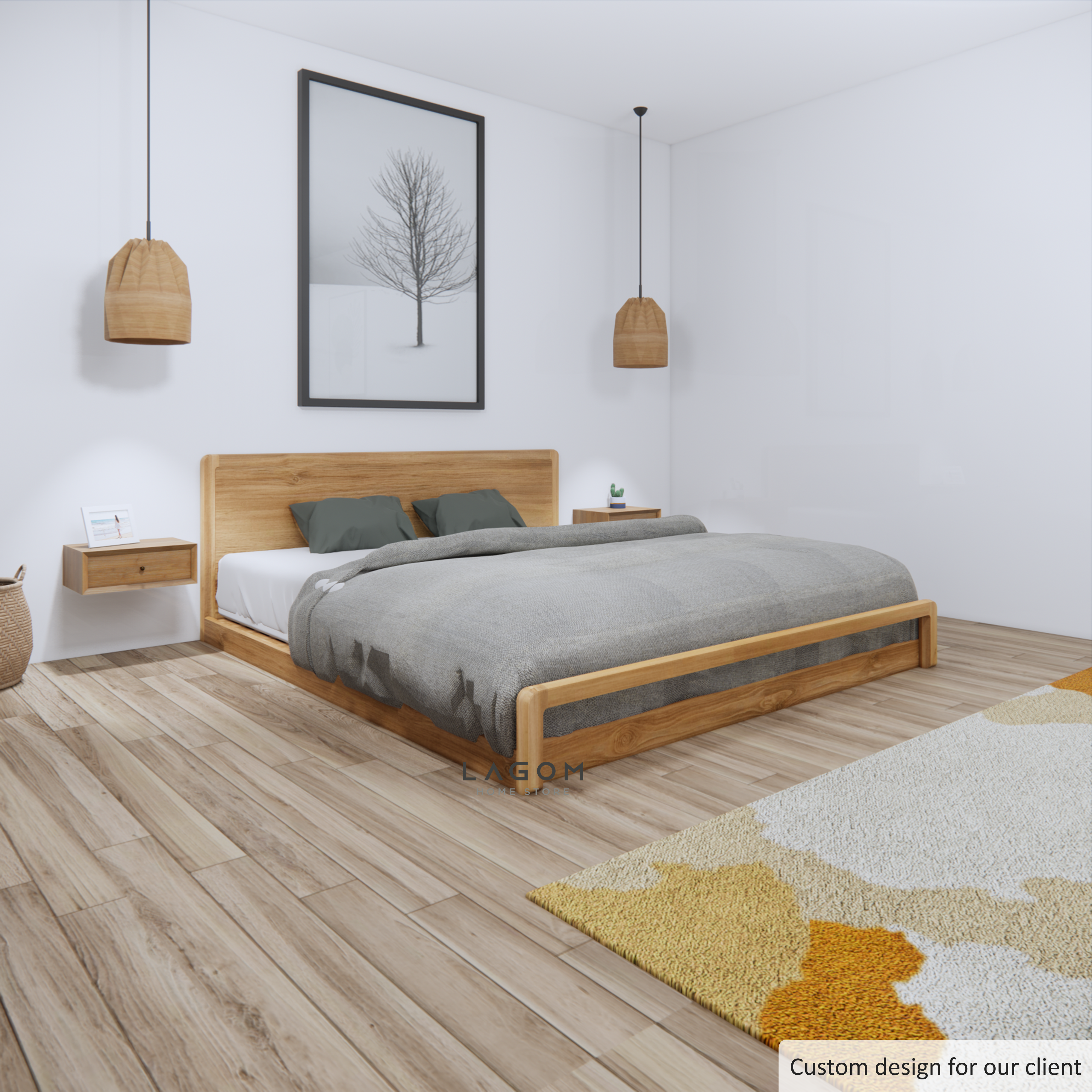 Custom-Made | Tempat Tidur Lantai Kayu Jati Eksklusif For mattress 180 cm x 200 cm Bed Frame Lagom Home Store Jati Furnitur Teak Furniture Jakarta