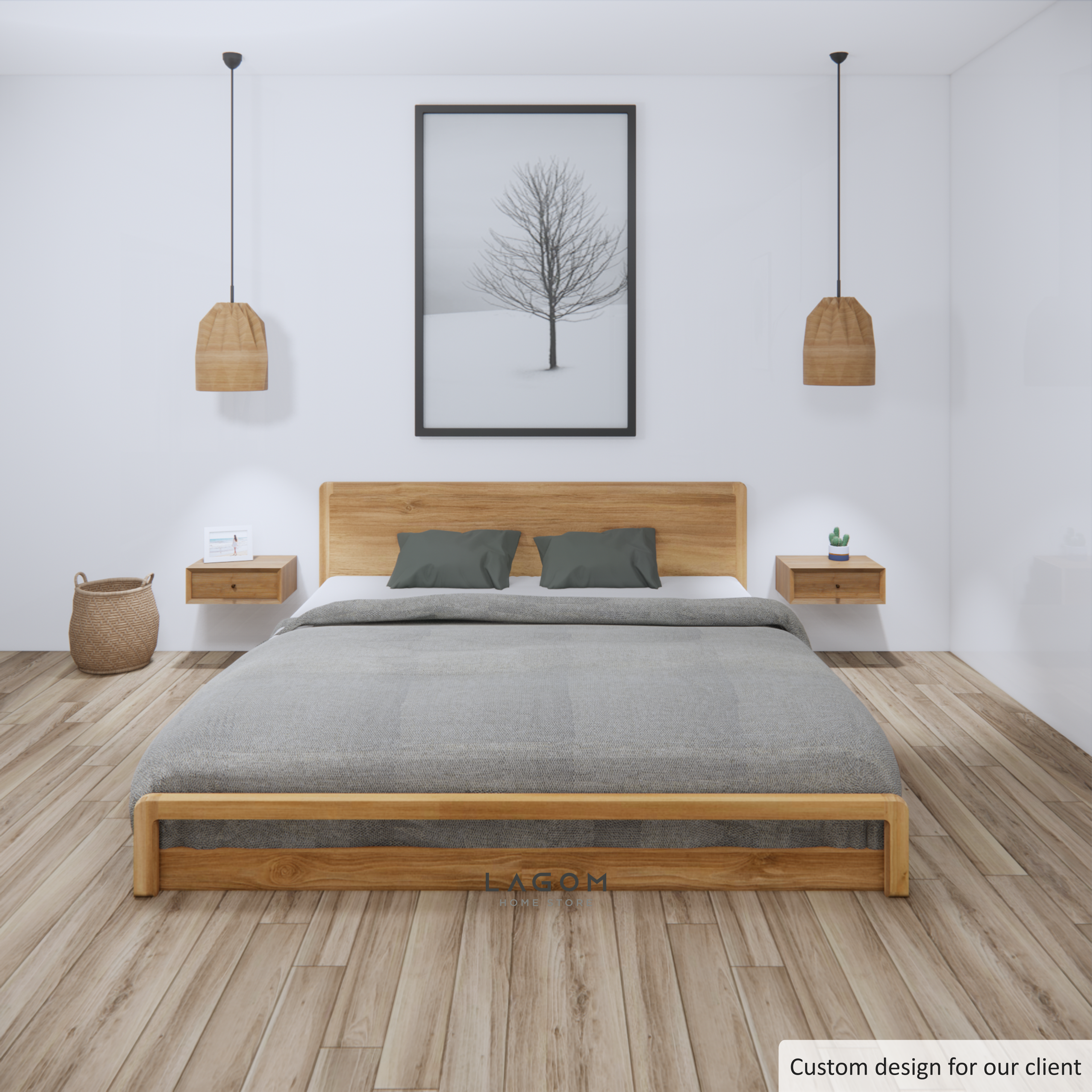 Custom-Made | Tempat Tidur Lantai Kayu Jati Eksklusif For mattress 180 cm x 200 cm Bed Frame Lagom Home Store Jati Furnitur Teak Furniture Jakarta