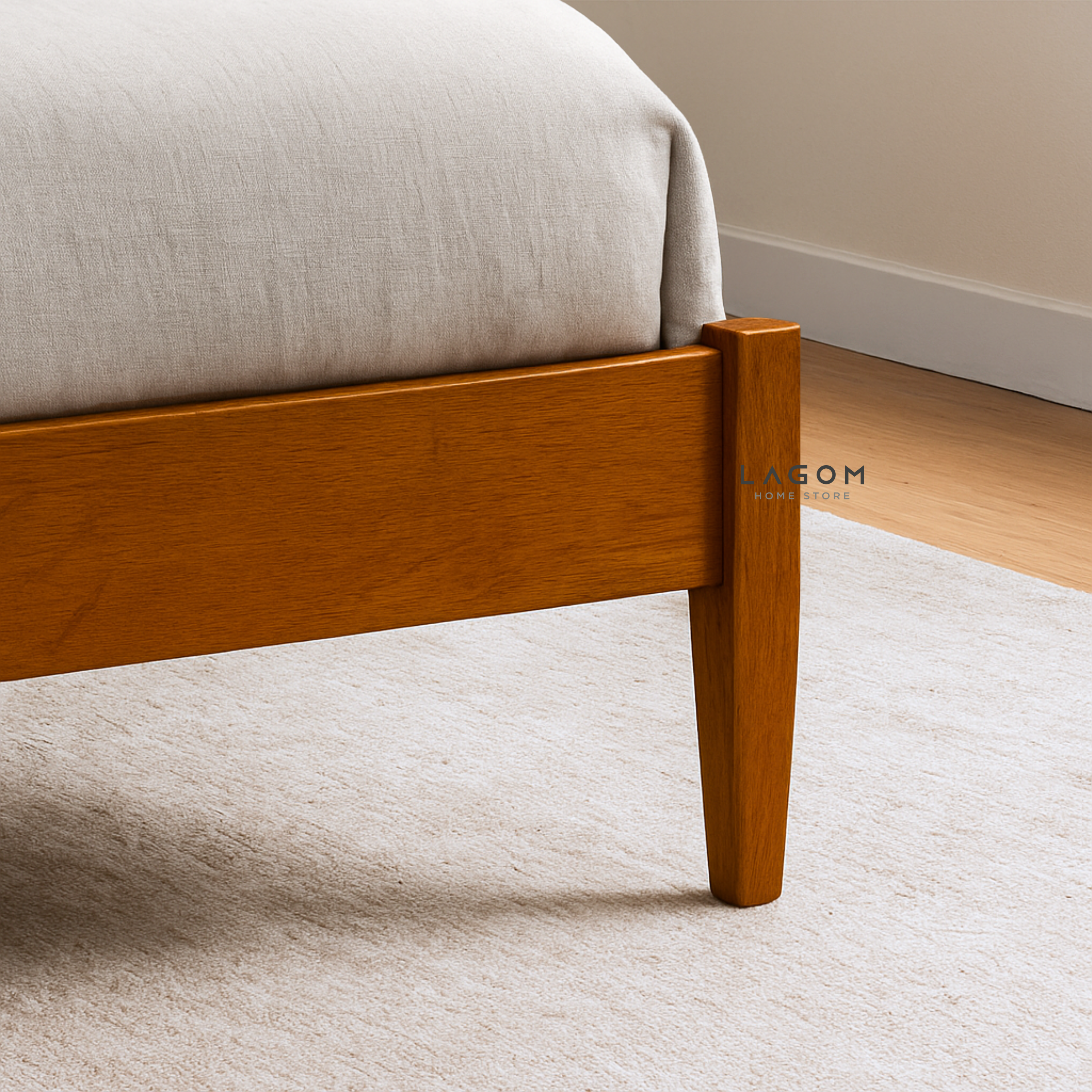 Exclusive Bed Frame with Headboard in Solid Teak Wood Bed Frame Lagom Home Store Jati Furnitur Teak Furniture Jakarta