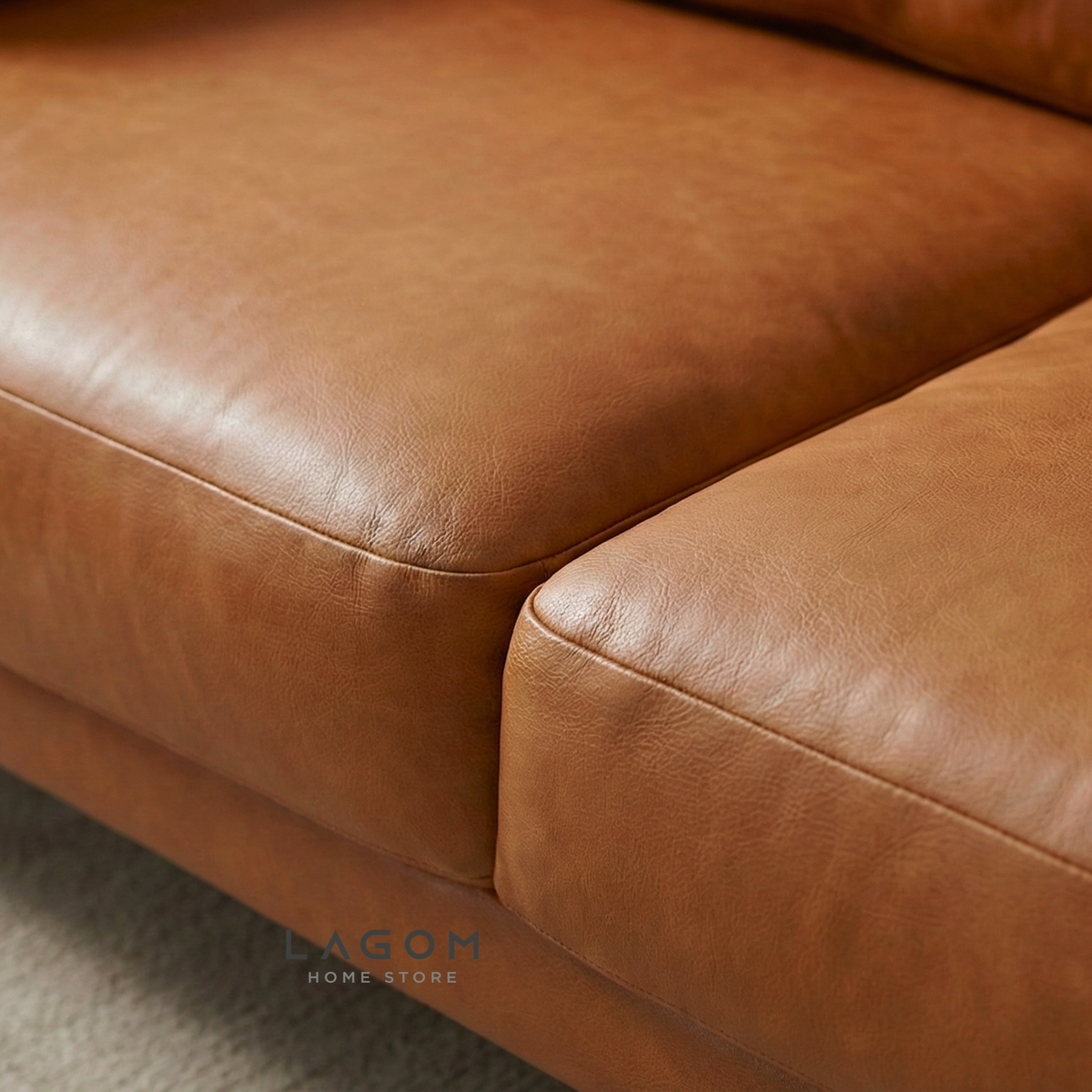 Family Sofa with Premium Faux Leather & Teak Wood Frame Sofa Lagom Home Store Jati Furnitur Teak Furniture Jakarta