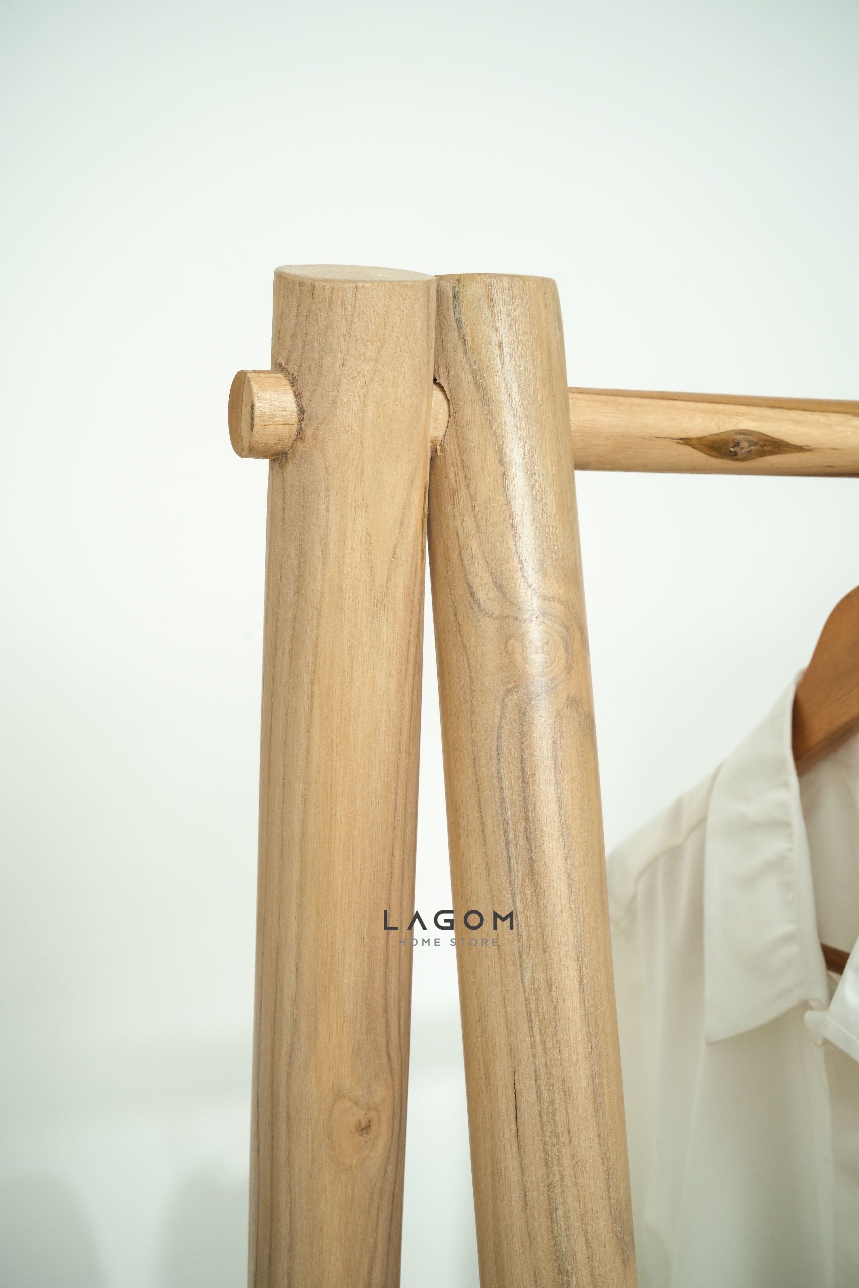 Gantungan Baju Kayu Jati 2 Rak: Elegan Indoor & Outdoor Standing Coat Hanger Lagom Home Store Jati Furnitur Teak Furniture Jakarta