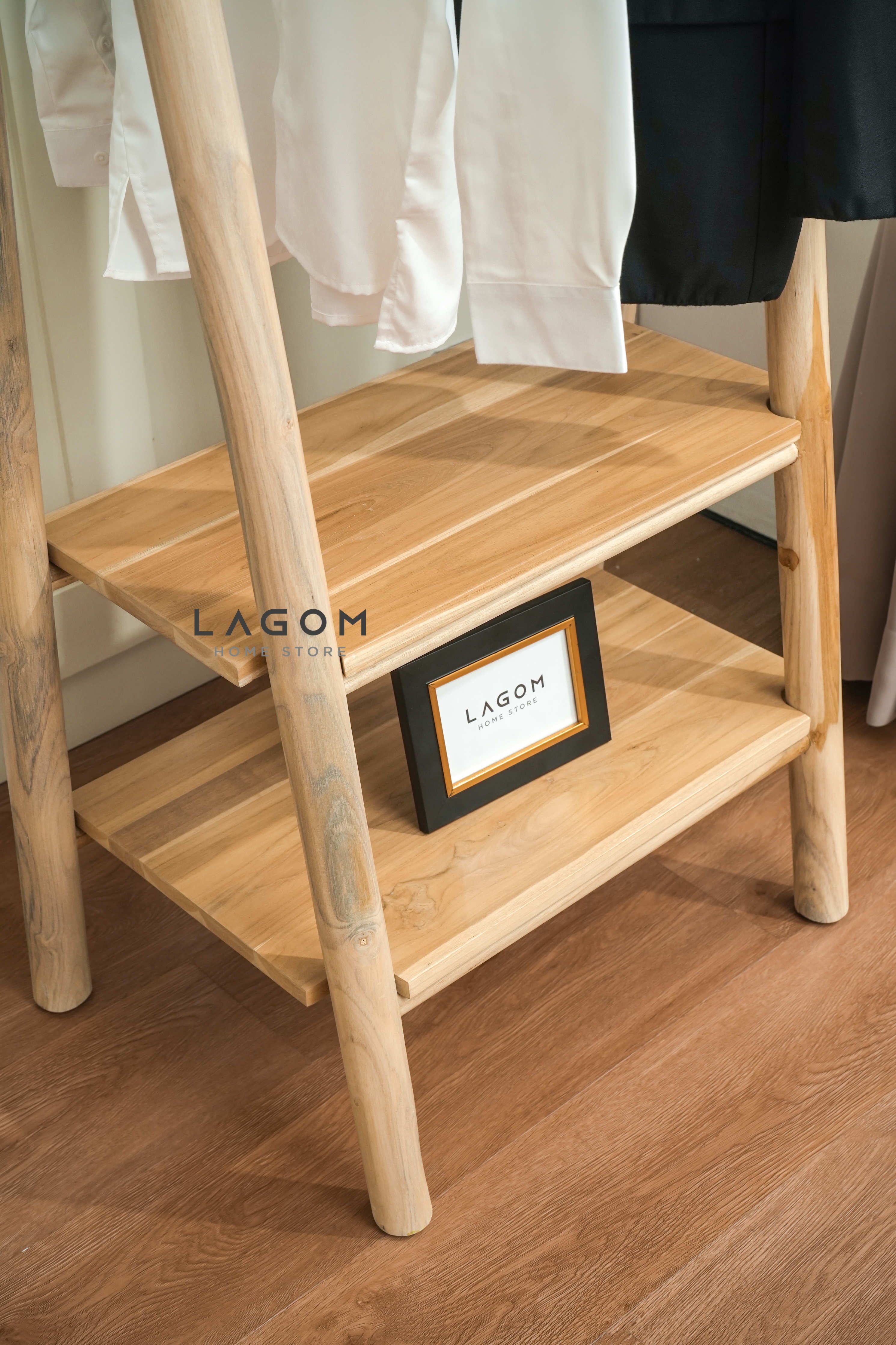 Gantungan Baju Kayu Jati 2 Rak: Elegan Indoor & Outdoor Standing Coat Hanger Lagom Home Store Jati Furnitur Teak Furniture Jakarta