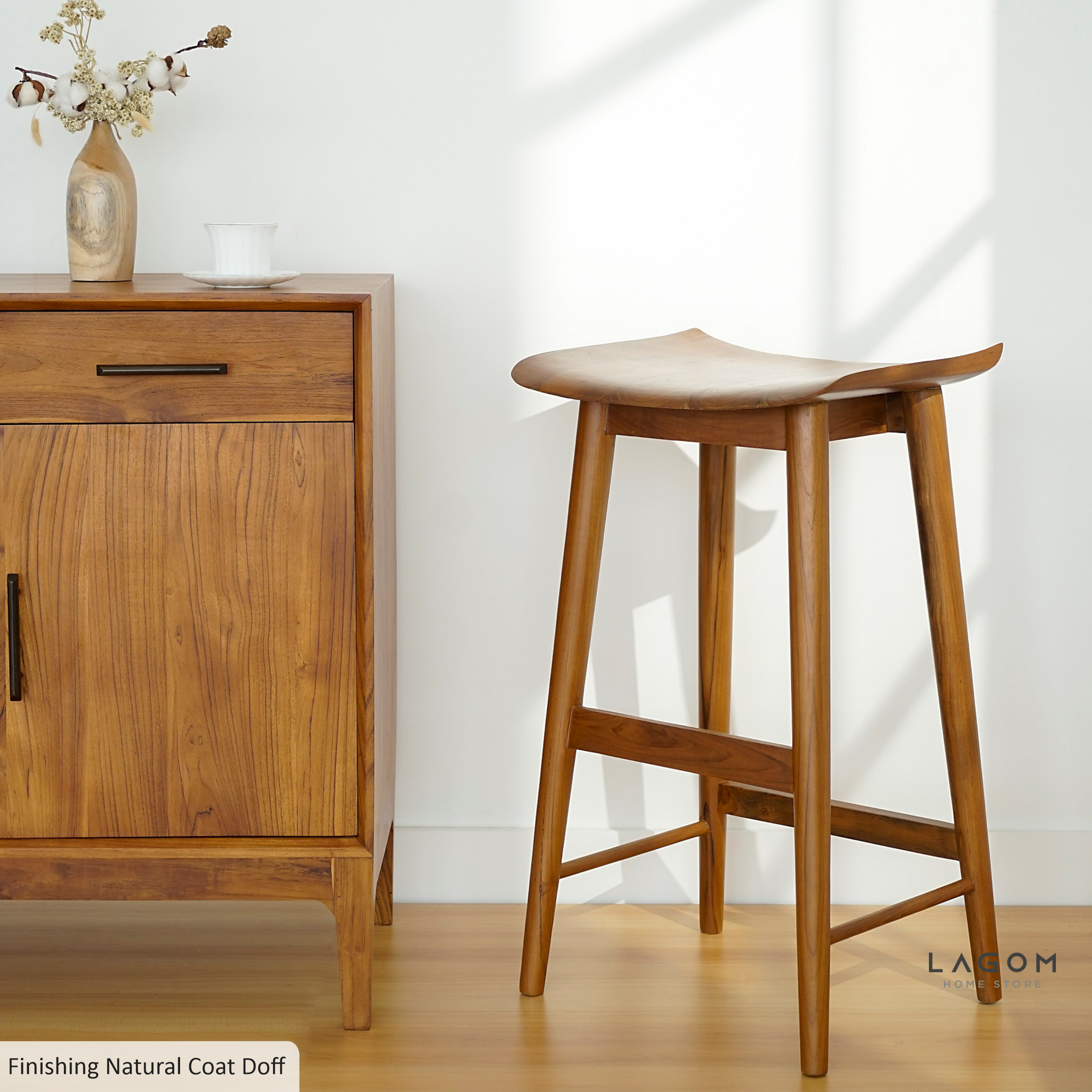 Kursi Bar/Bar Stool Unik Kayu Jati Minimalis Bar Stool Lagom Home Store Jati Furnitur Teak Furniture Jakarta