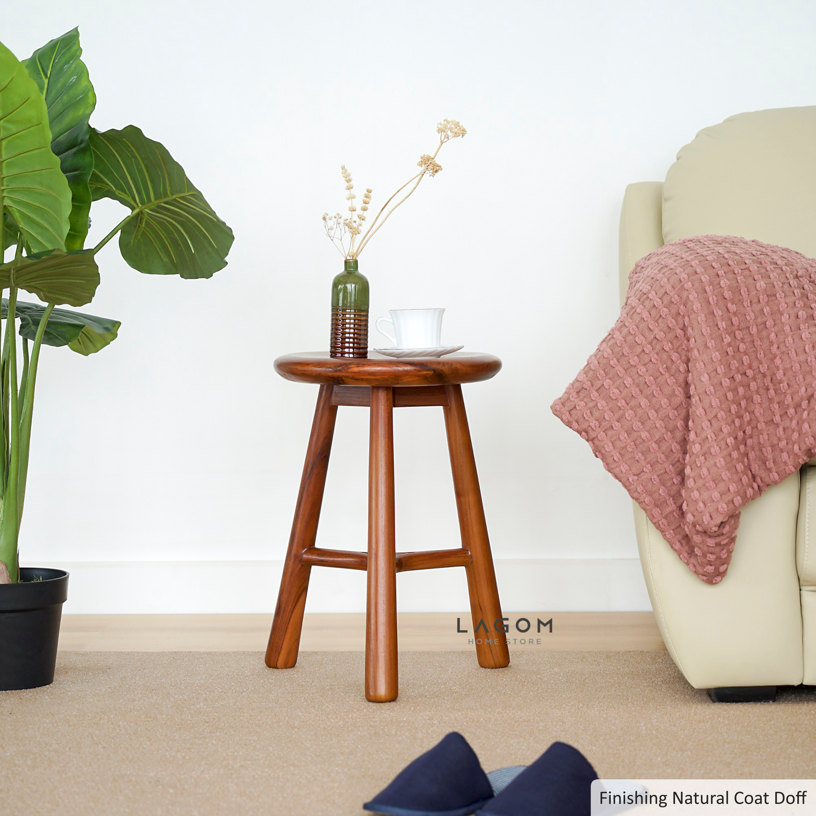 Kursi Bar Stool Kayu Jati Estetik dan Minimalis Bar Stool Lagom Home Store Jati Furnitur Teak Furniture Jakarta