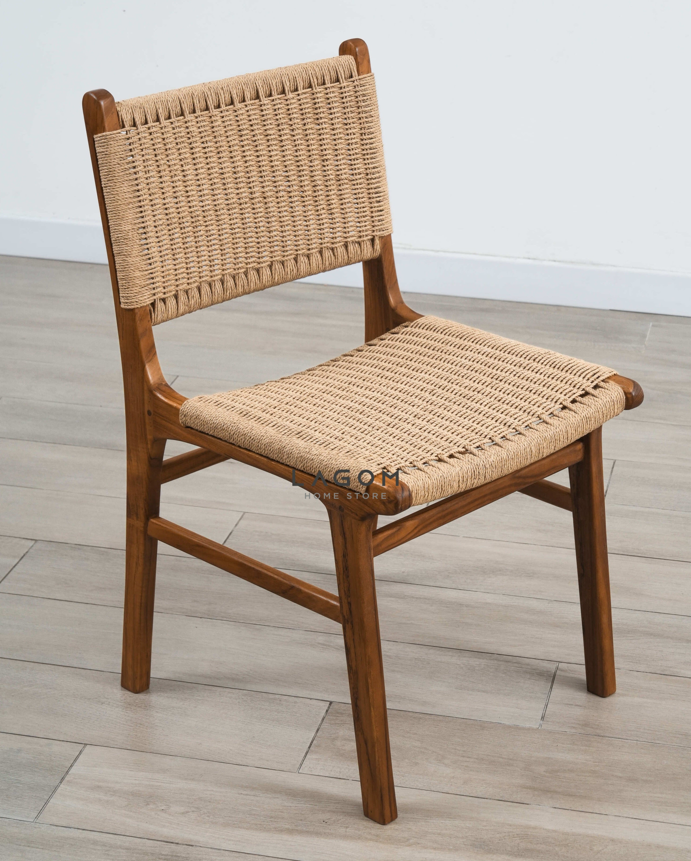 Kursi Kayu Jati Solid dengan Material Loom Premium Chair Lagom Home Store Jati Furnitur Teak Furniture Jakarta