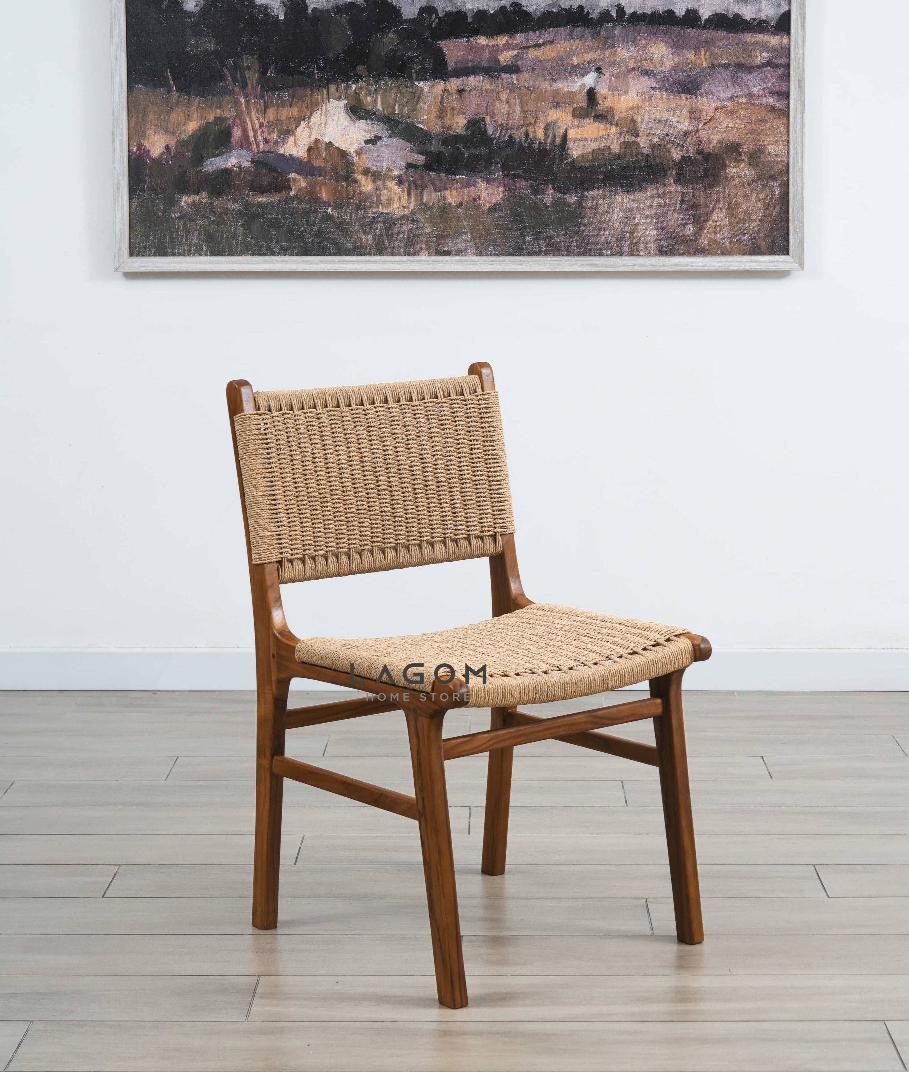 Kursi Kayu Jati Solid dengan Material Loom Premium Chair Lagom Home Store Jati Furnitur Teak Furniture Jakarta