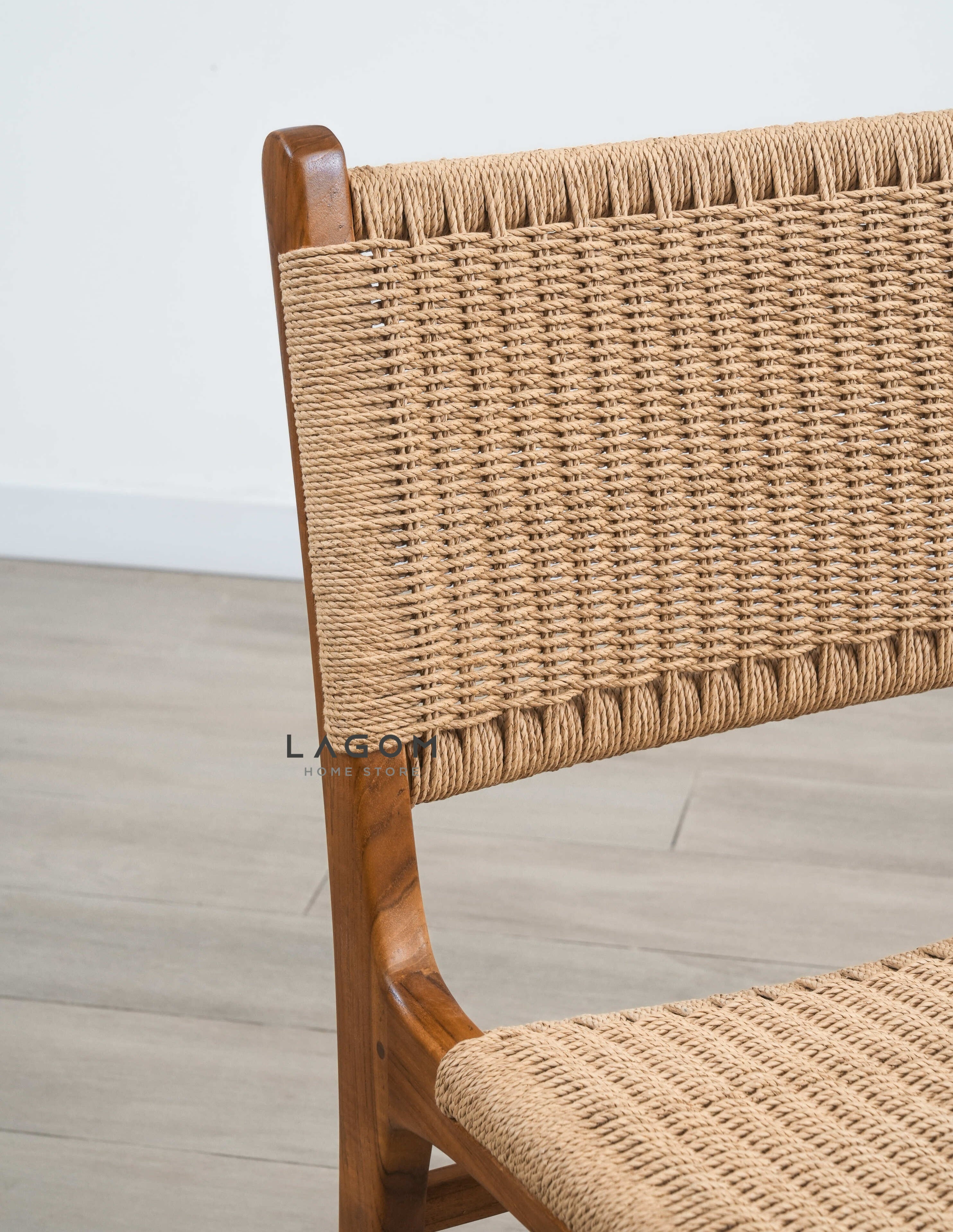 Kursi Kayu Jati Solid dengan Material Loom Premium Chair Lagom Home Store Jati Furnitur Teak Furniture Jakarta