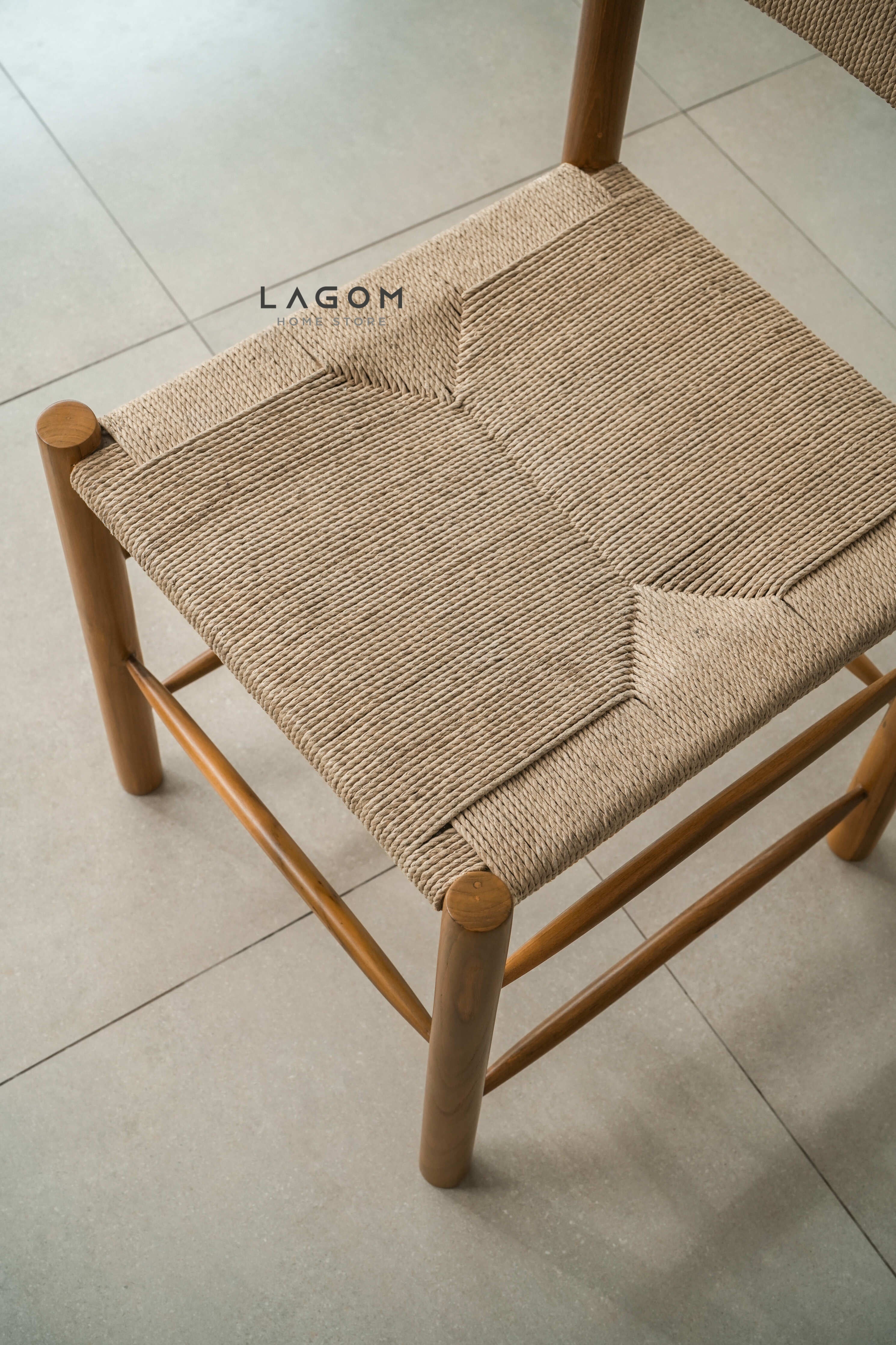Kursi Kerja dan Makan Kayu Jati Solid dengan Loom Premium Chair Lagom Home Store Jati Furnitur Teak Furniture Jakarta