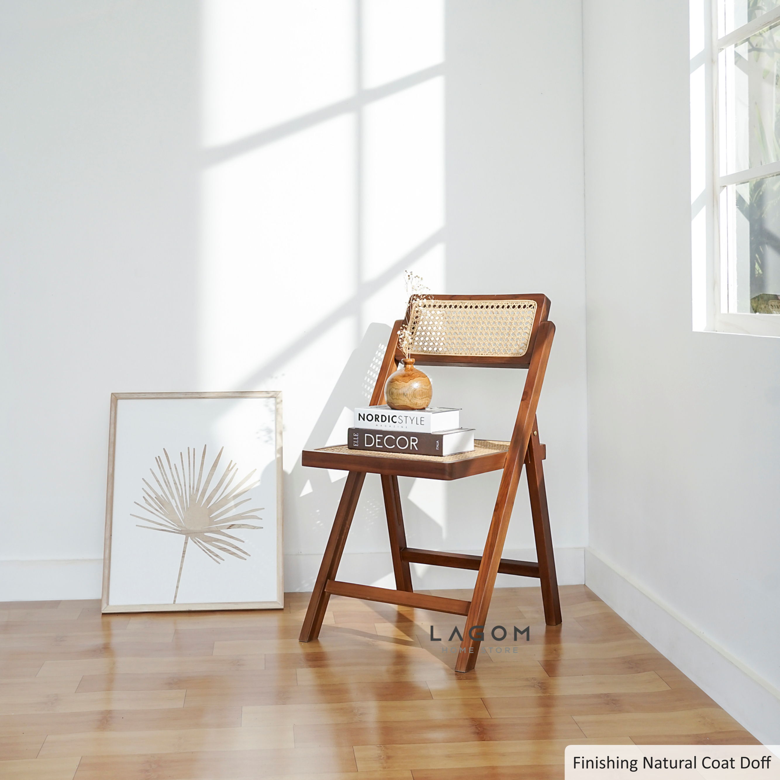 Kursi Lipat Kayu Jati dan Rotan Chair Lagom Home Store Jati Furnitur Teak Furniture Jakarta