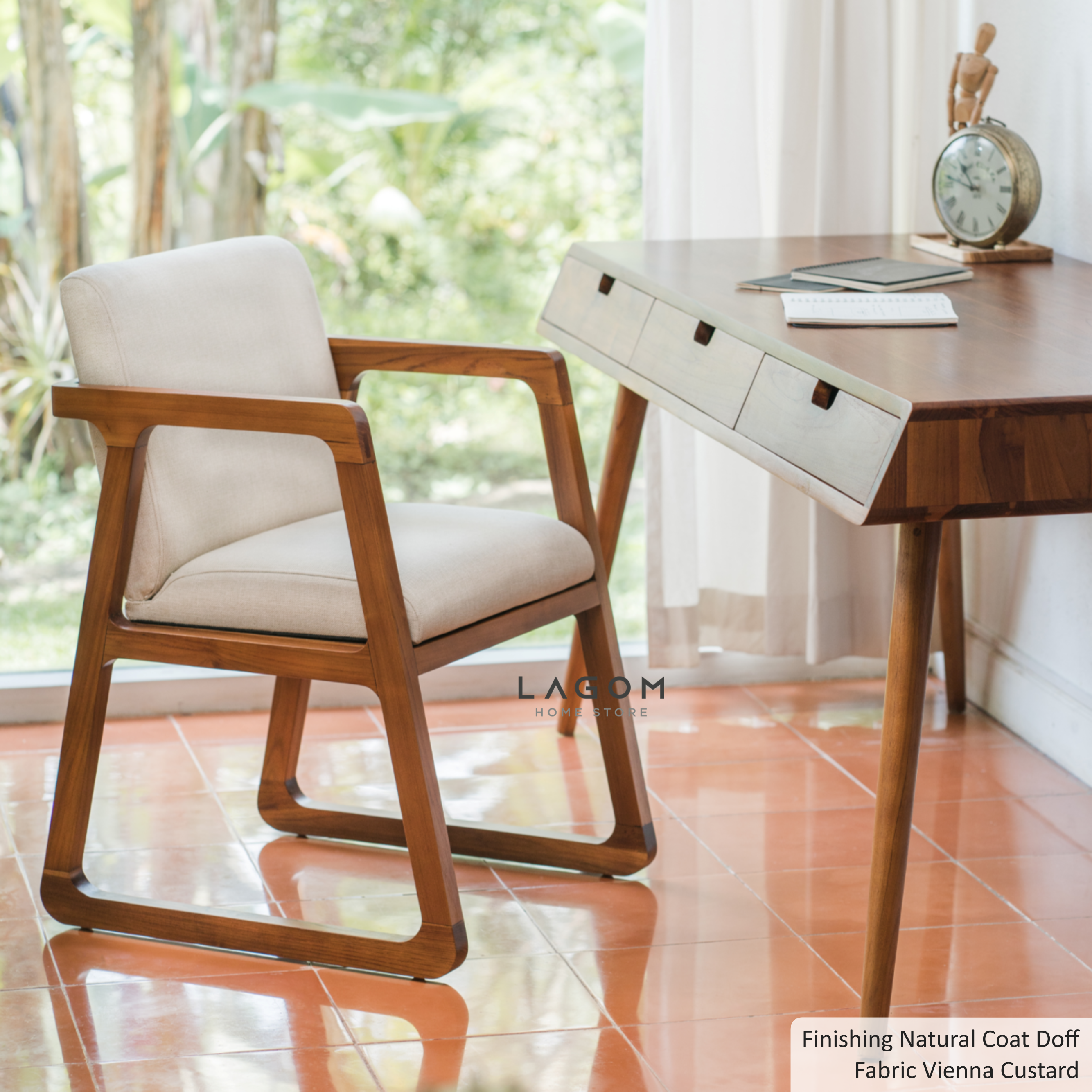 Kursi Makan dan Kerja dari Kayu Jati dengan Premium Cushion Office Seating Lagom Home Store Jati Furnitur Teak Furniture Jakarta