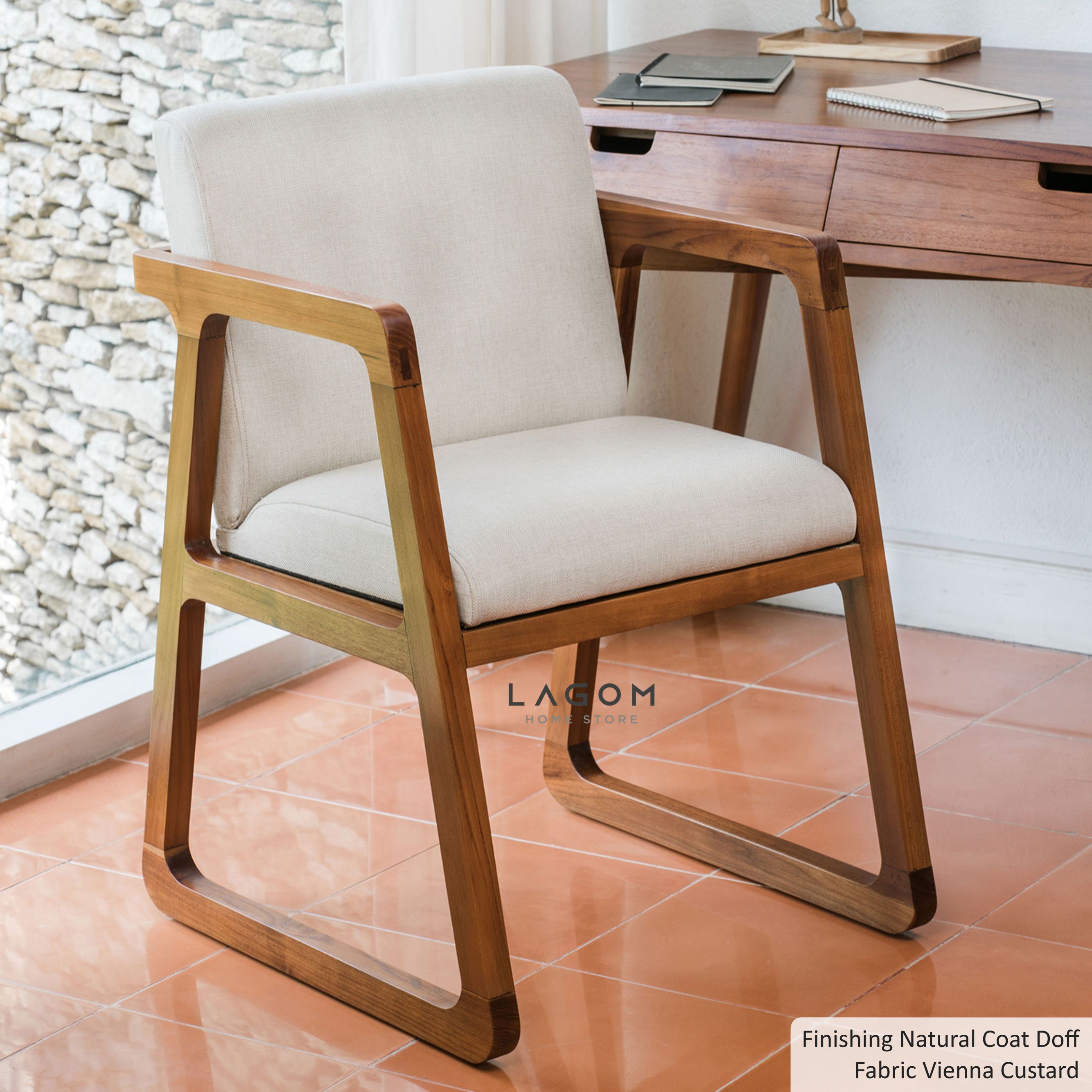 Kursi Makan dan Kerja dari Kayu Jati dengan Premium Cushion Office Seating Lagom Home Store Jati Furnitur Teak Furniture Jakarta