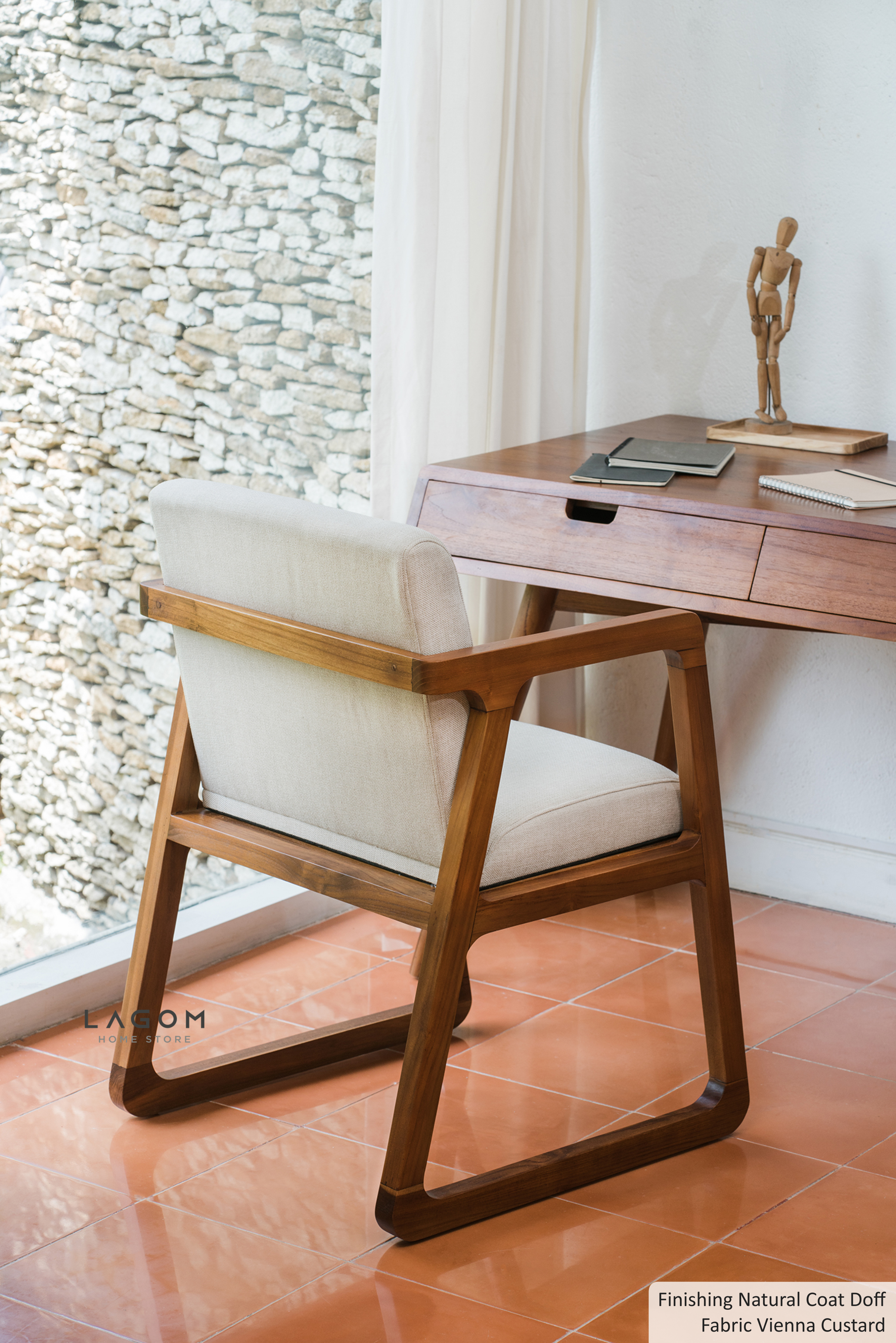 Kursi Makan dan Kerja dari Kayu Jati dengan Premium Cushion Office Seating Lagom Home Store Jati Furnitur Teak Furniture Jakarta