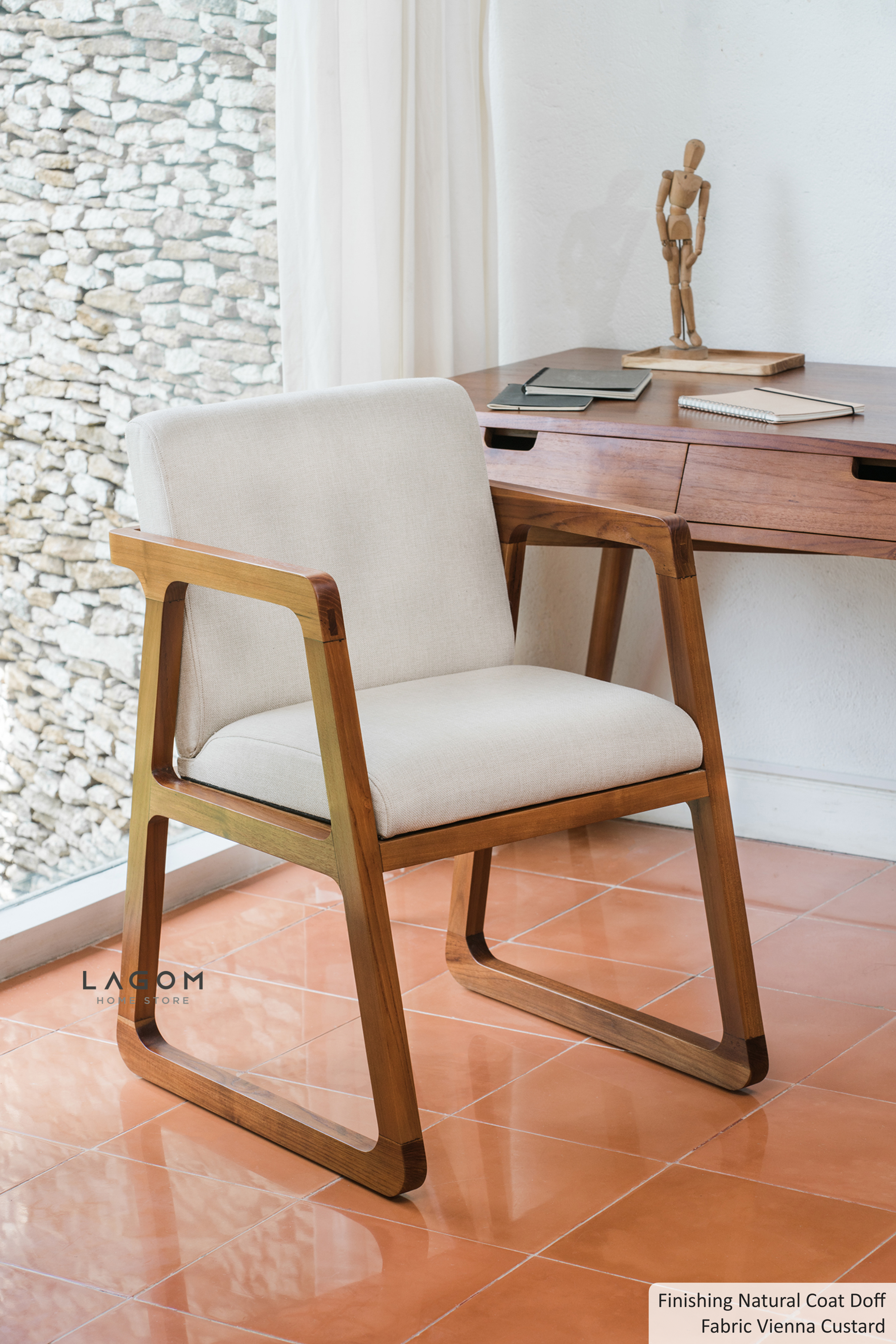 Kursi Makan dan Kerja dari Kayu Jati dengan Premium Cushion Office Seating Lagom Home Store Jati Furnitur Teak Furniture Jakarta