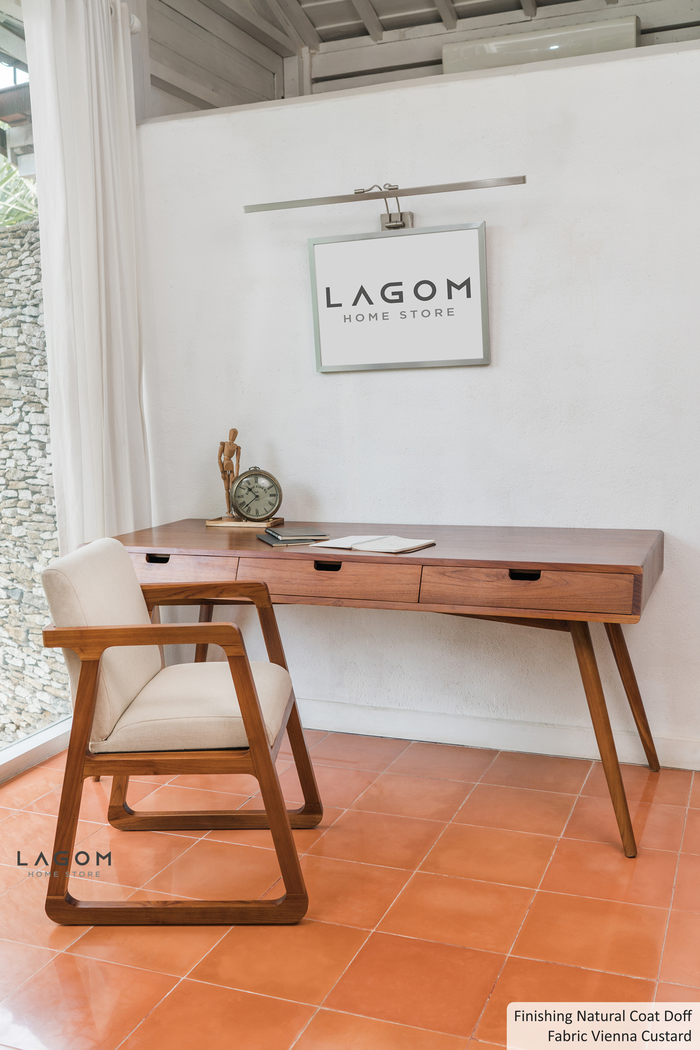 Kursi Makan dan Kerja dari Kayu Jati dengan Premium Cushion Office Seating Lagom Home Store Jati Furnitur Teak Furniture Jakarta