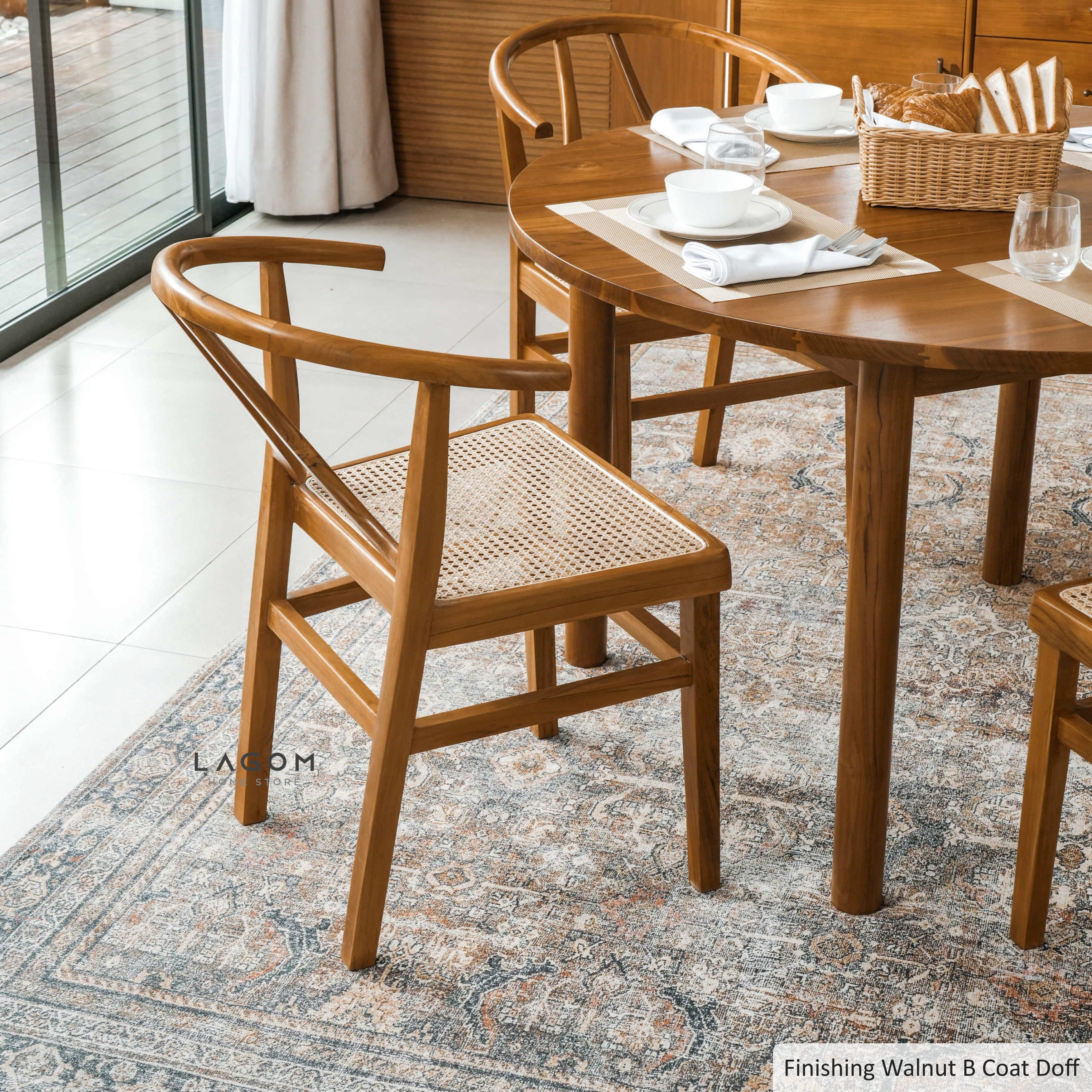 Kursi Makan dari Kayu Jati dan Rotan Dining Chair Lagom Home Store Jati Furnitur Teak Furniture Jakarta