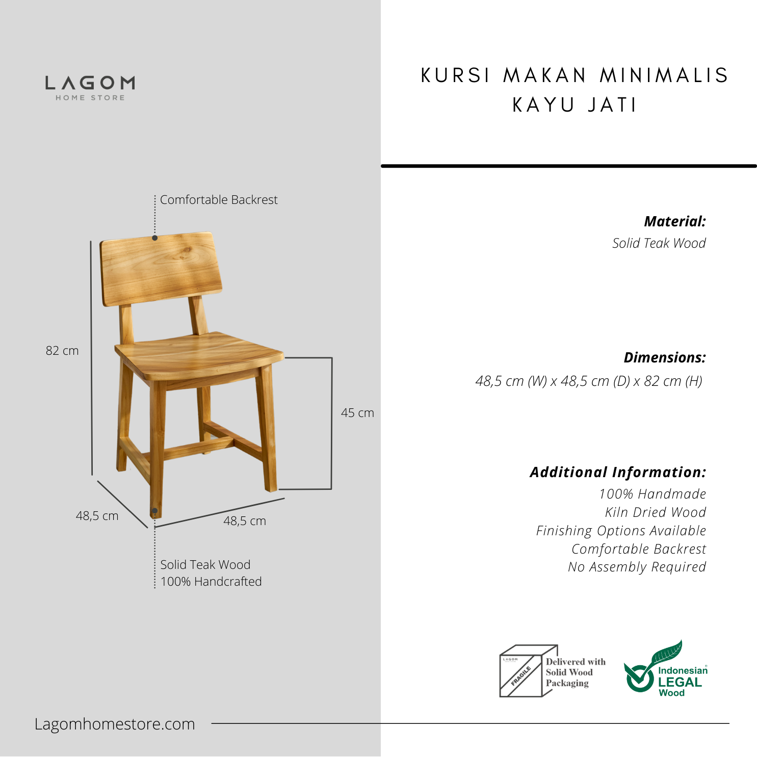 Kursi Makan Minimalis Kayu Jati Chair Lagom Home Store Jati Furnitur Teak Furniture Jakarta