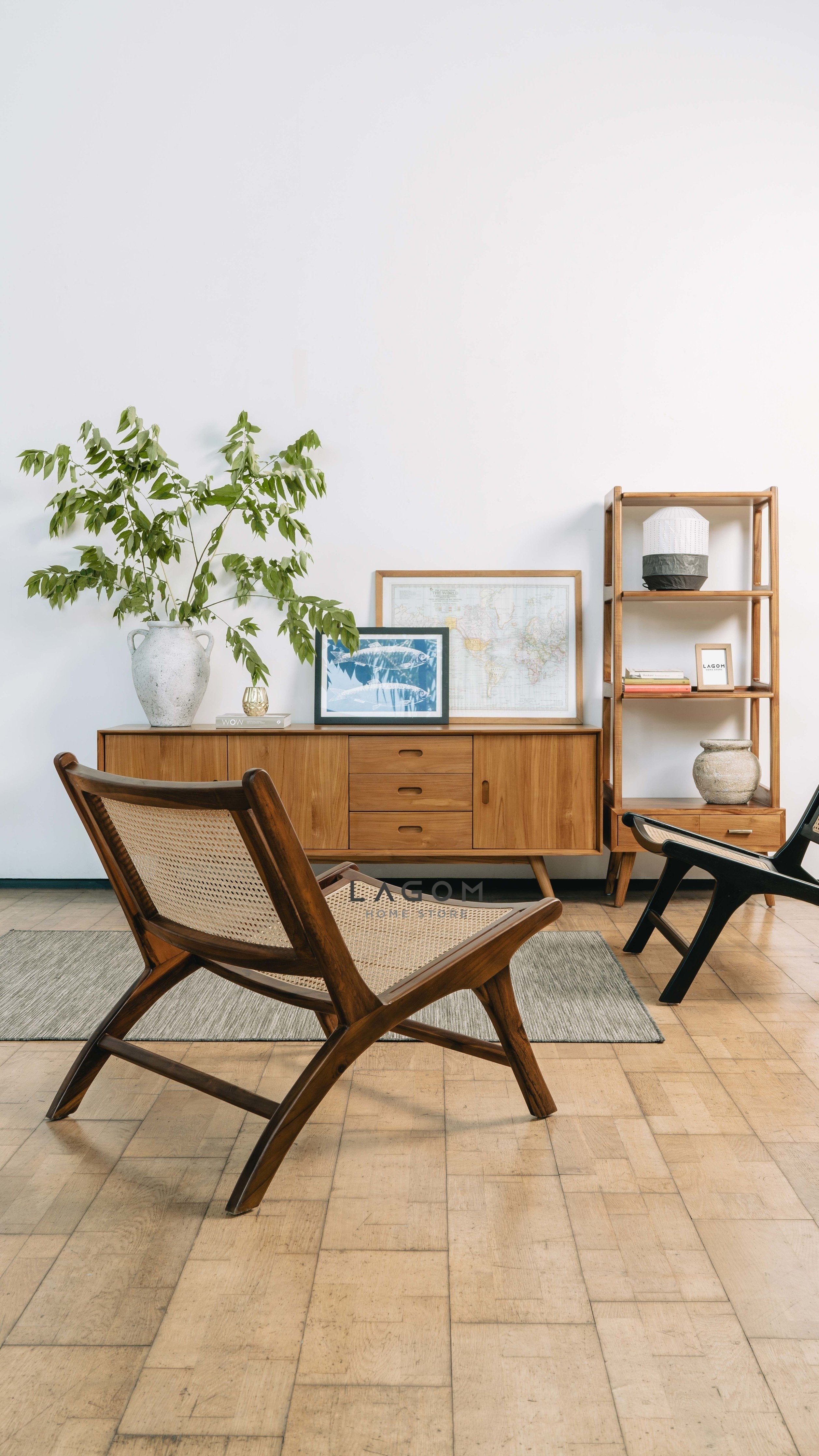 Kursi Santai dari Rotan Premium dan Kayu Jati Chair Lagom Home Store Jati Furnitur Teak Furniture Jakarta