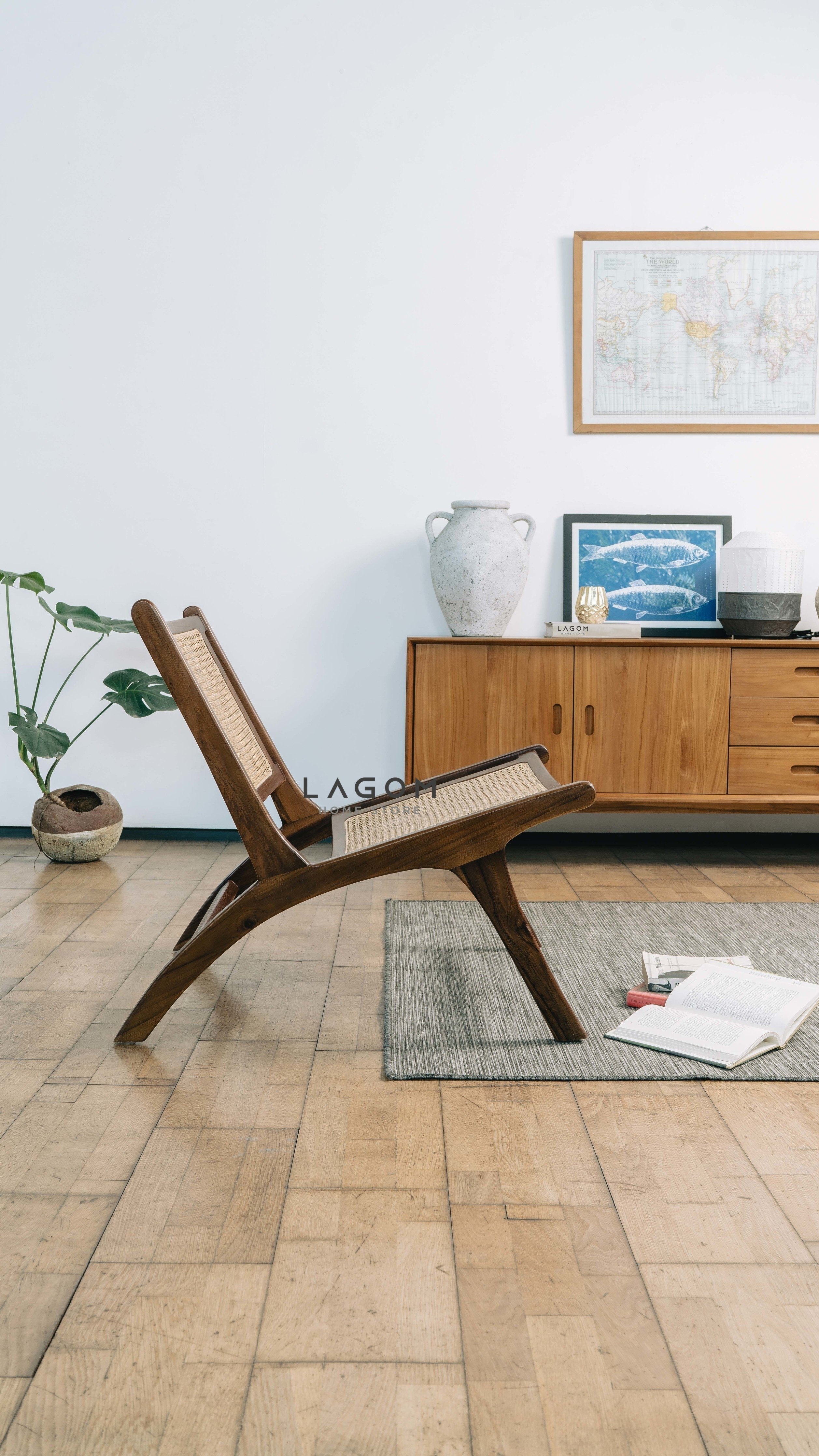 Kursi Santai dari Rotan Premium dan Kayu Jati Chair Lagom Home Store Jati Furnitur Teak Furniture Jakarta