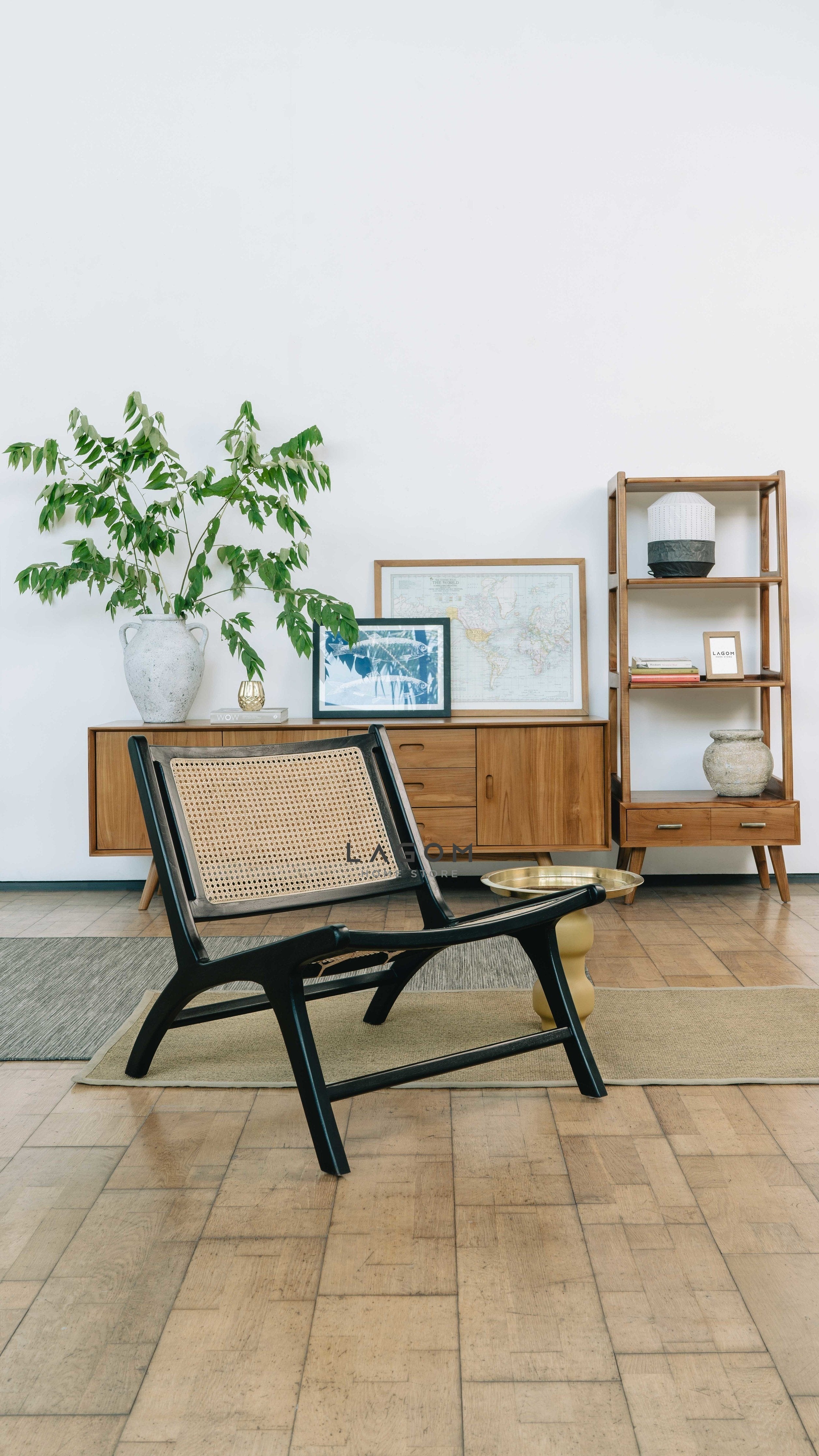Kursi Santai Unik dari Rotan dan Kayu Jati Chair Lagom Home Store Jati Furnitur Teak Furniture Jakarta