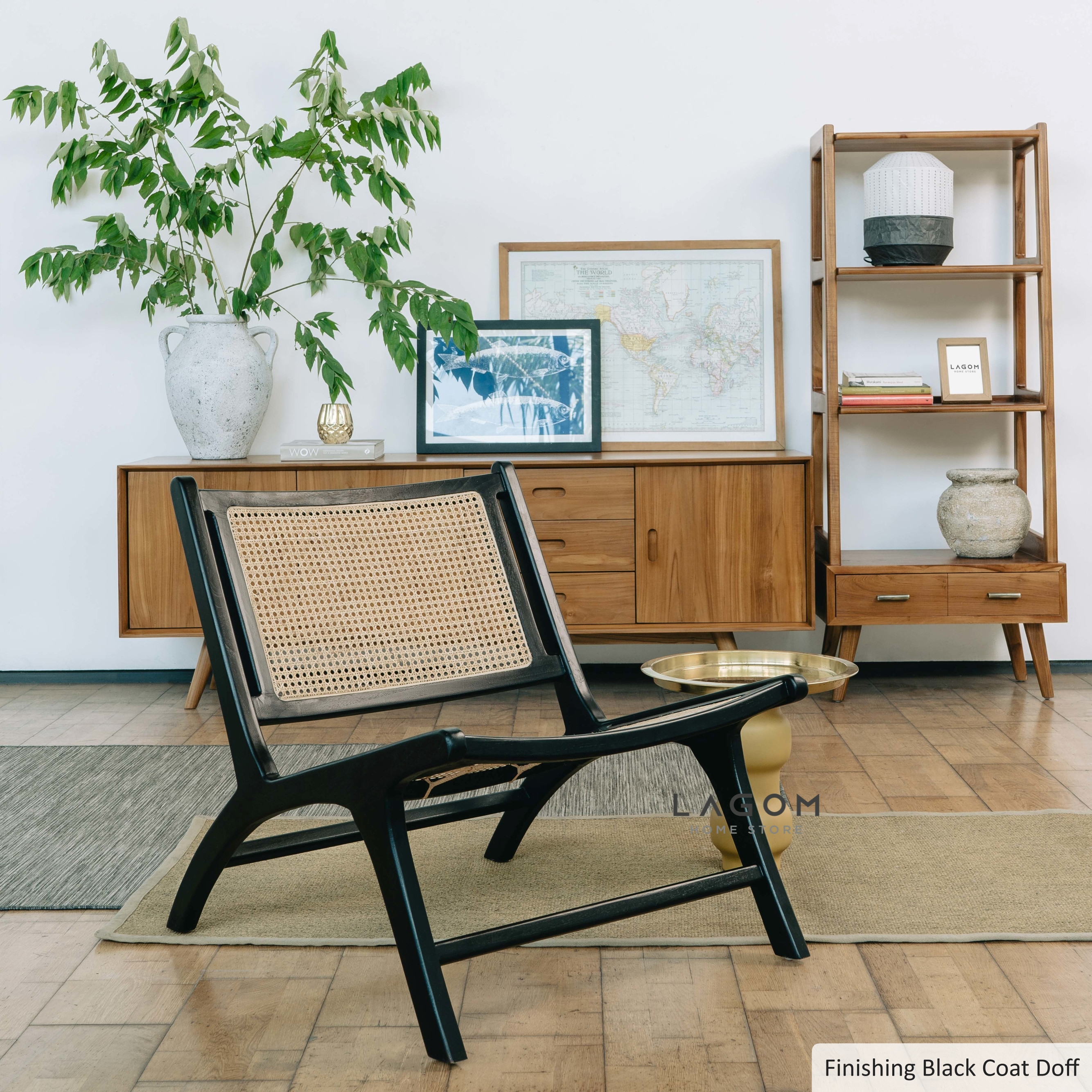 Kursi Santai Unik dari Rotan dan Kayu Jati Chair Lagom Home Store Jati Furnitur Teak Furniture Jakarta
