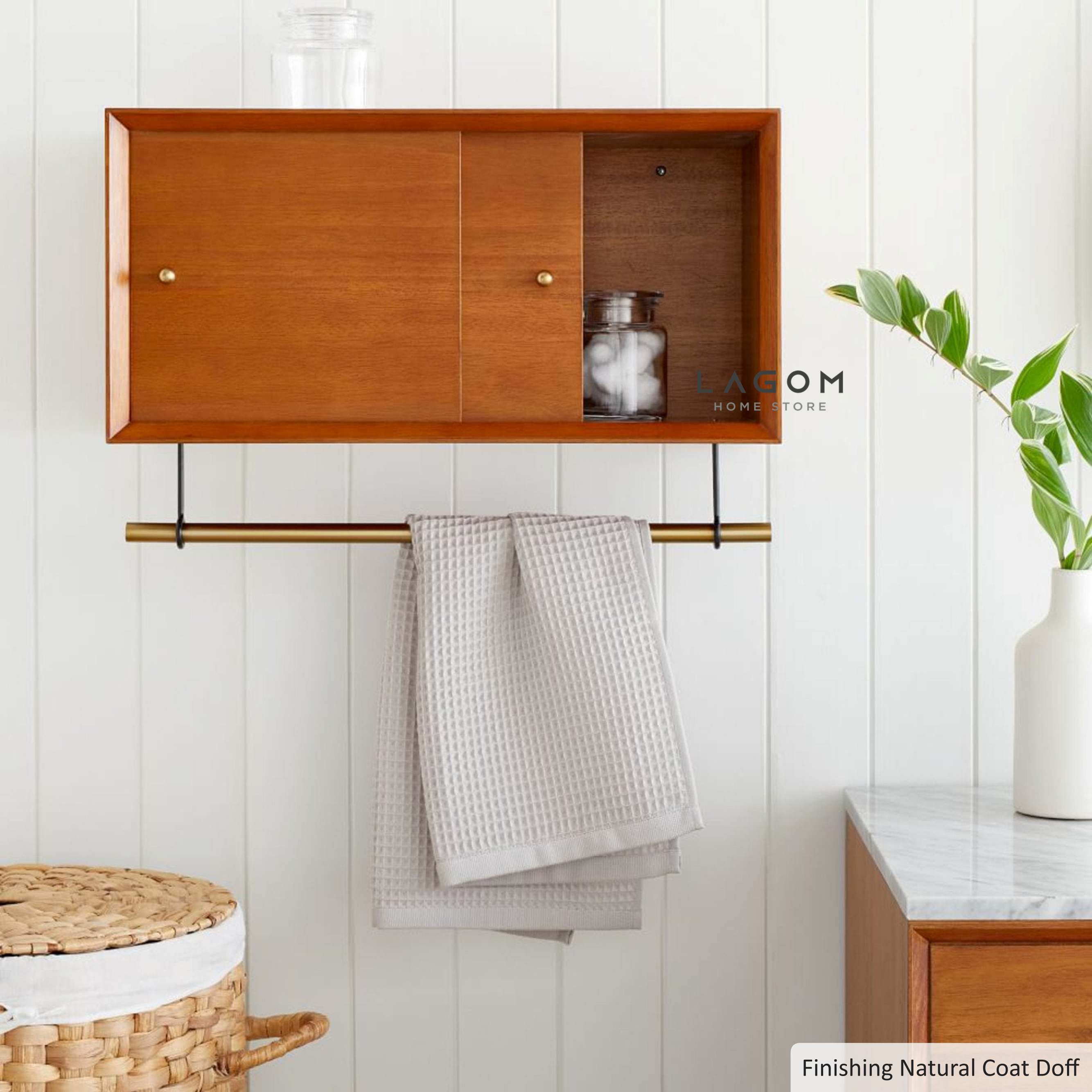 Lemari Dinding Kamar Mandi dari Kayu Jati Wall Storage Lagom Home Store Jati Furnitur Teak Furniture Jakarta