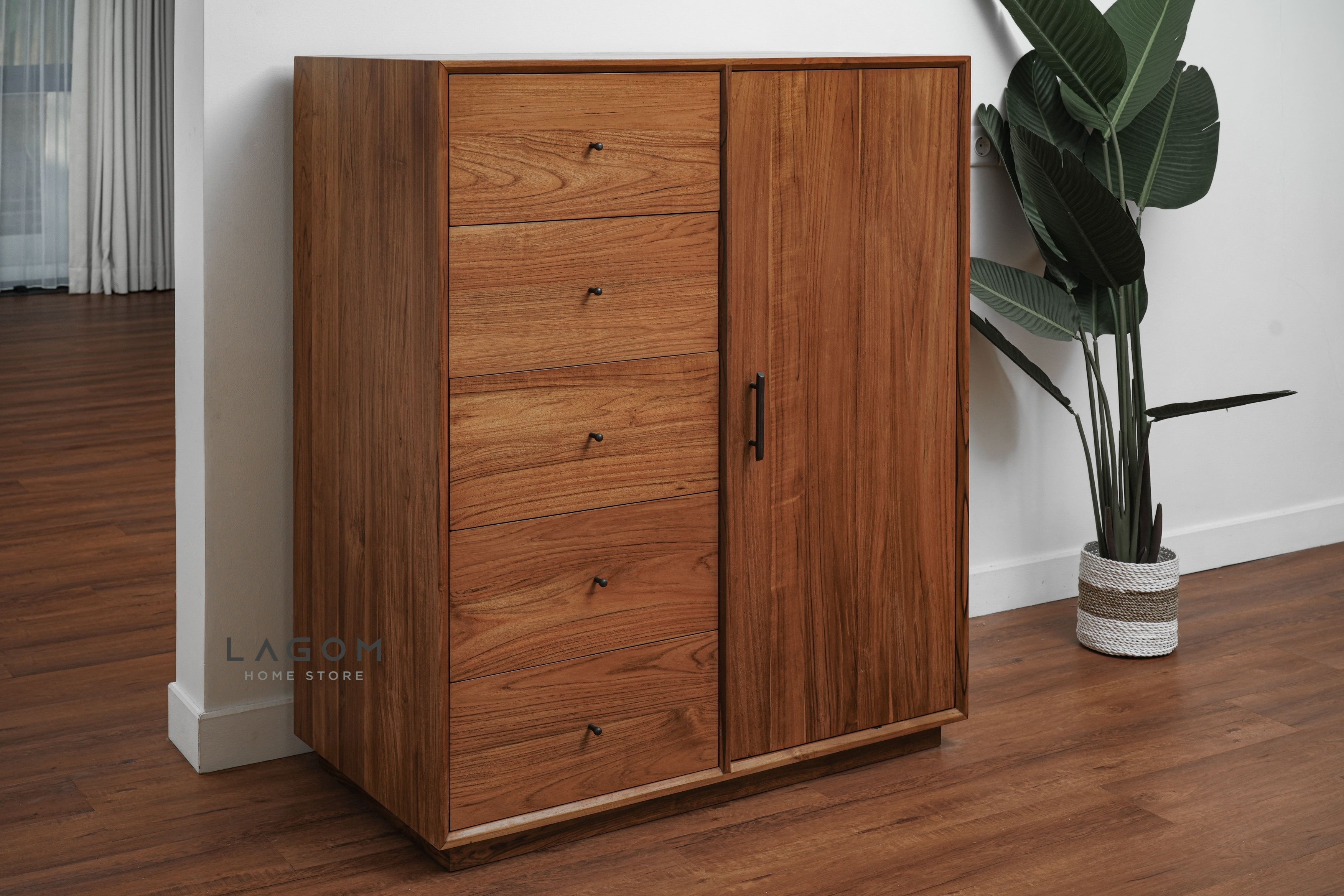 Lemari Pakaian Montessori Kayu Jati Wardrobe Lagom Home Store Jati Furnitur Teak Furniture Jakarta