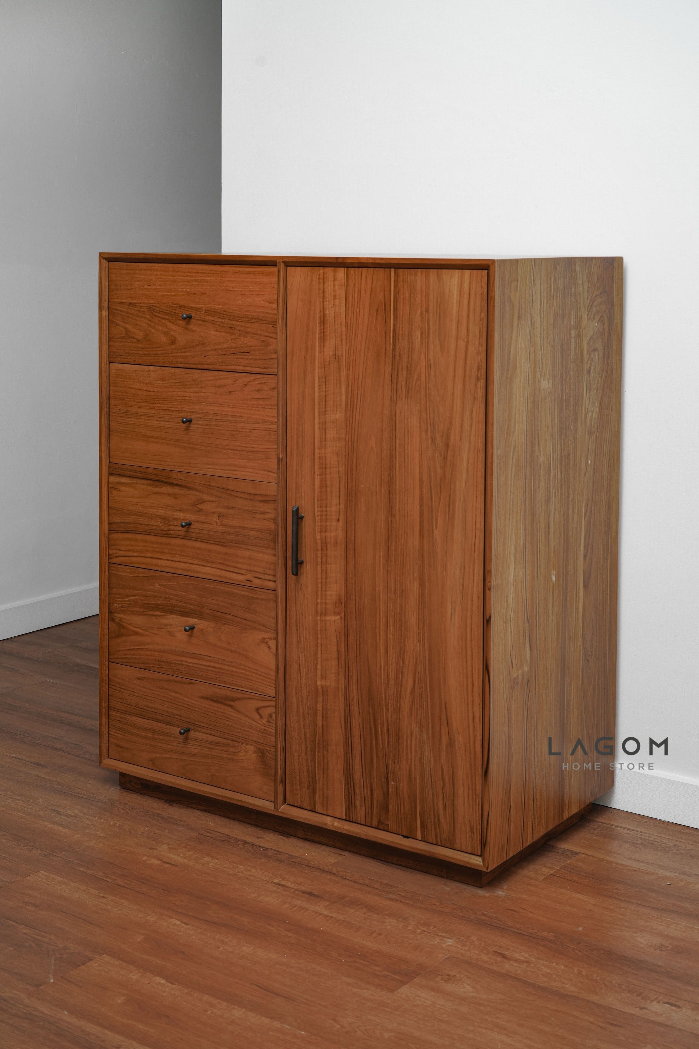 Lemari Pakaian Montessori Kayu Jati Wardrobe Lagom Home Store Jati Furnitur Teak Furniture Jakarta