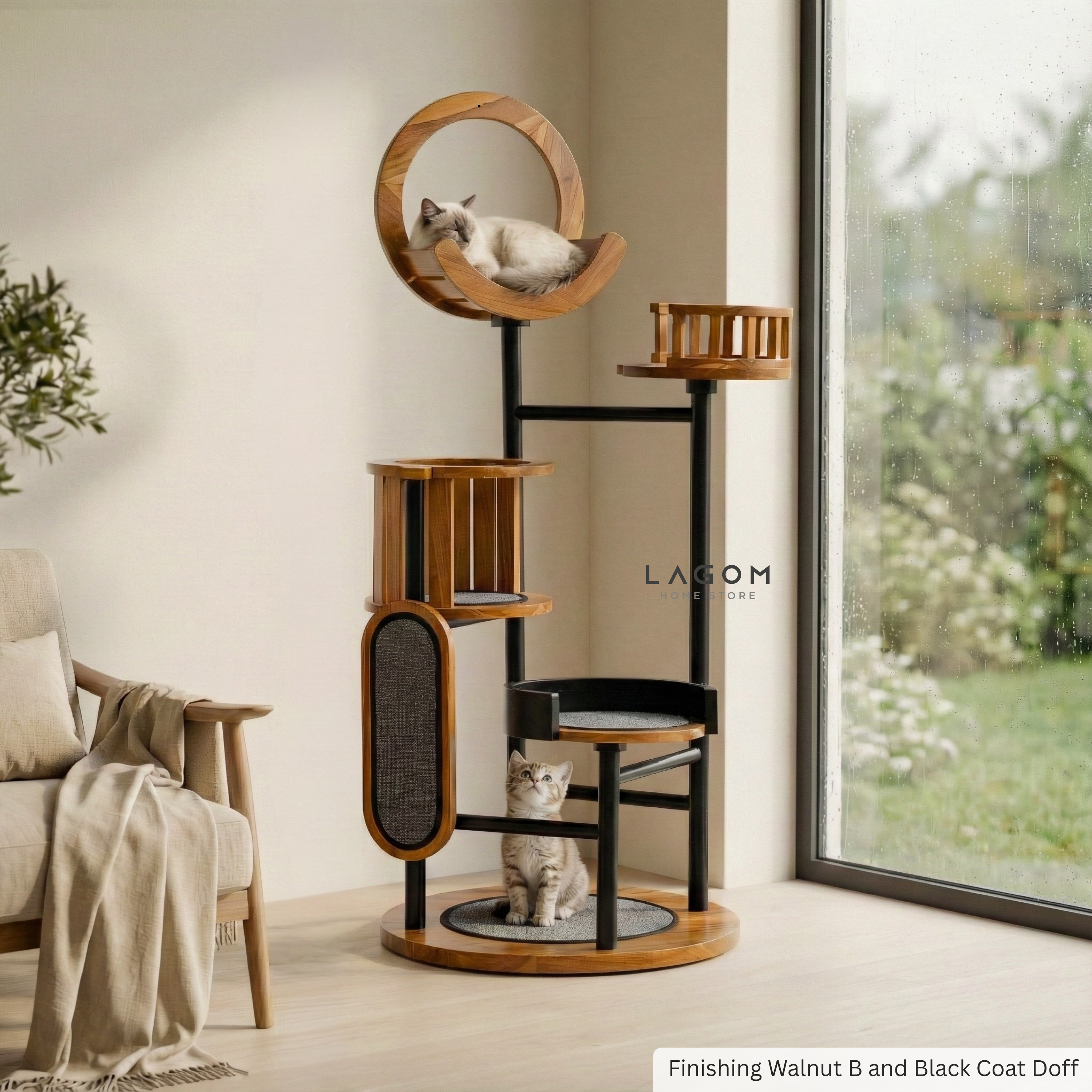 Luxury Cat Tree in Solid Teak Wood Cat Tree Lagom Home Store Jati Furnitur Teak Furniture Jakarta