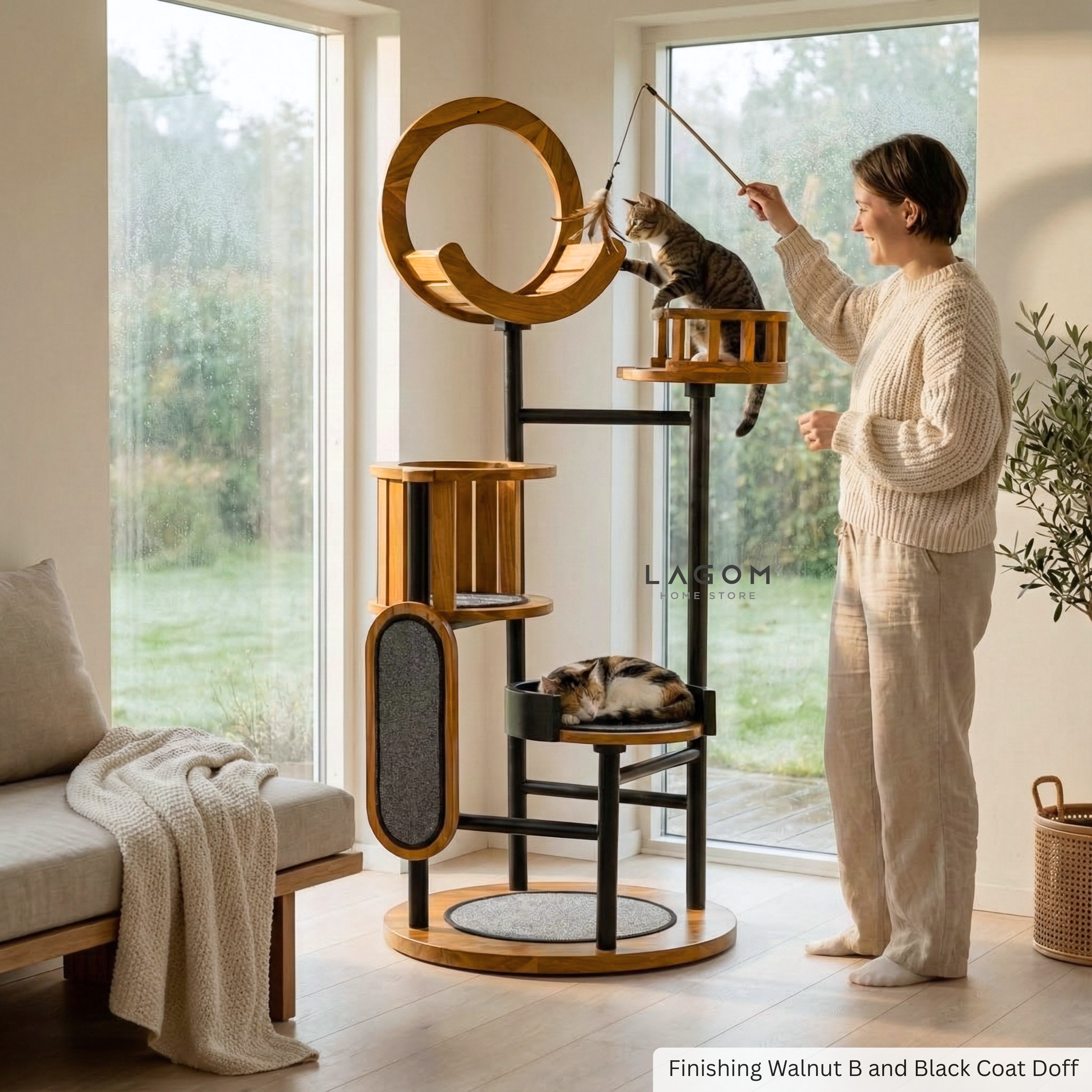 Luxury Cat Tree in Solid Teak Wood Cat Tree Lagom Home Store Jati Furnitur Teak Furniture Jakarta